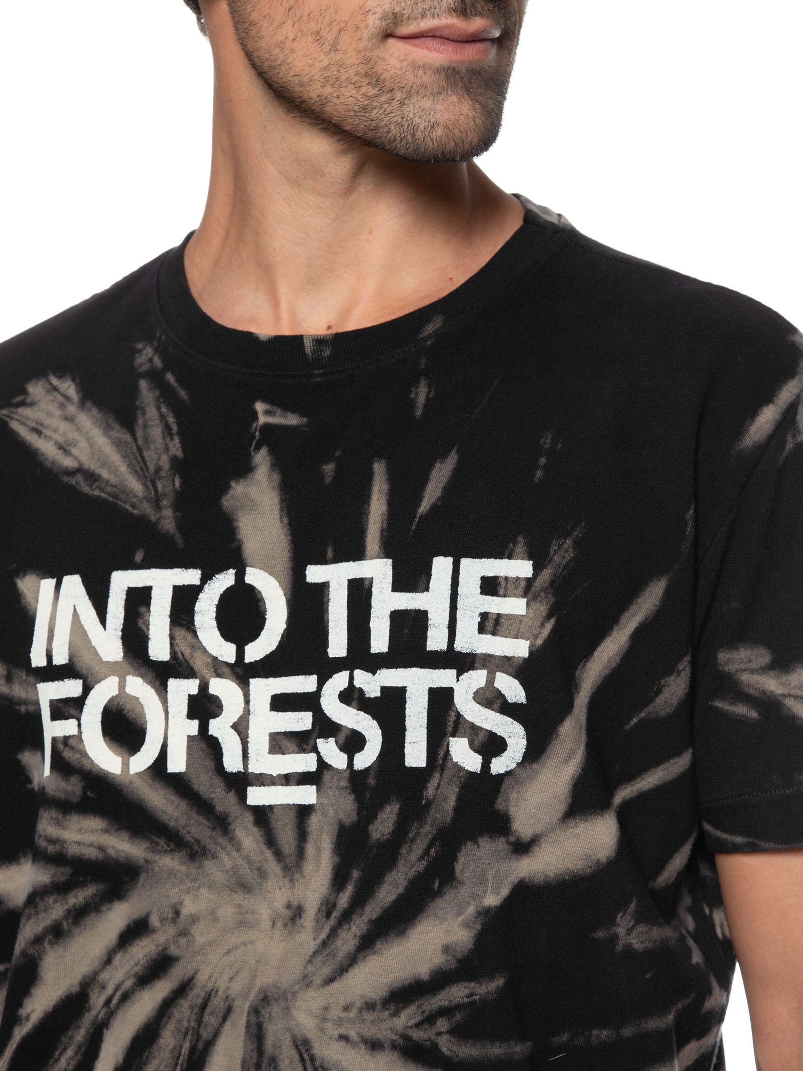 T-shirt Masculina Tie Dye Into The Forests Manga Curta - Preto