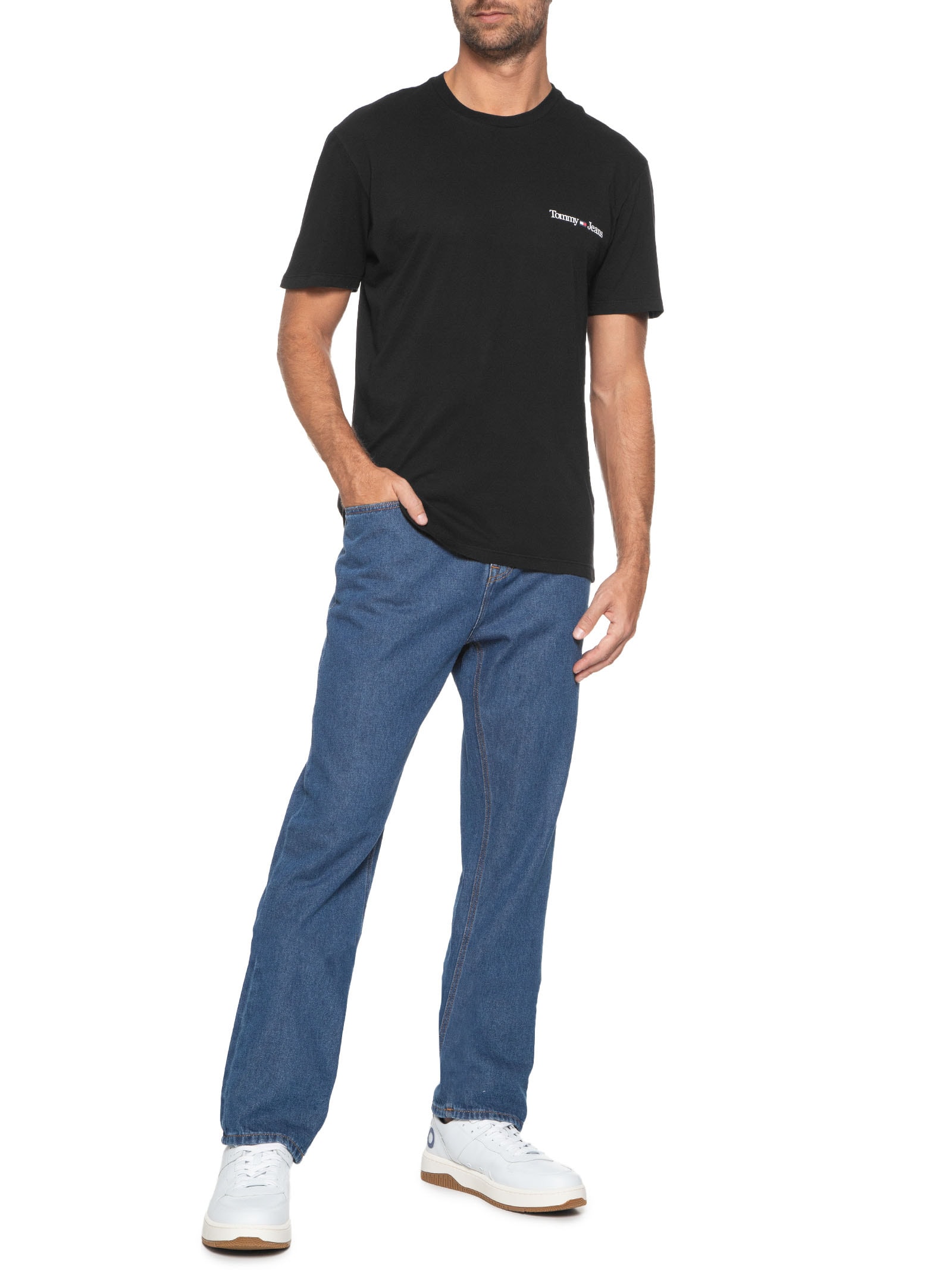 Camiseta Masculina Tjm Clsc Linear Chest Preto Tommy Jeans