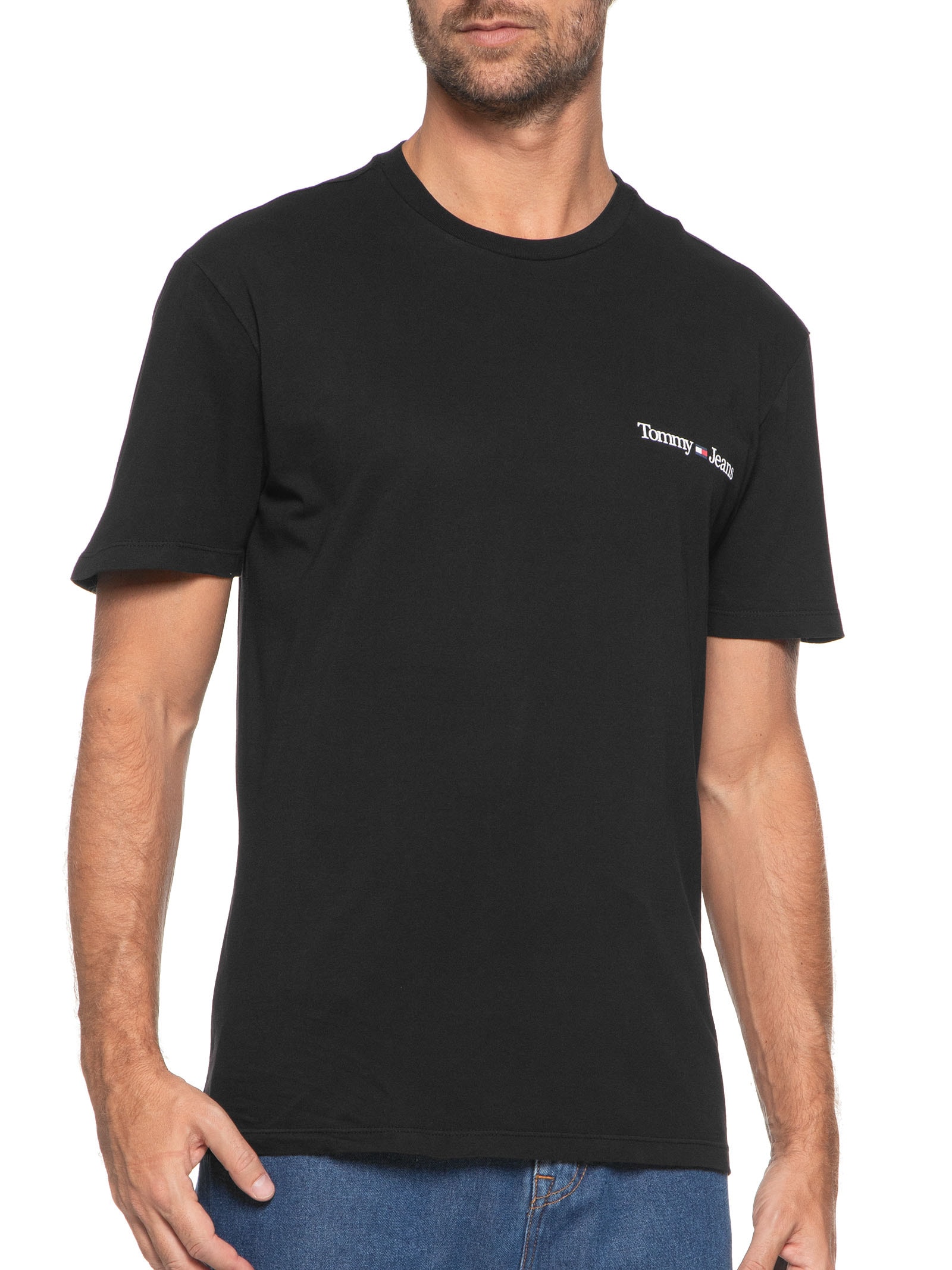 Camiseta Masculina Tjm Clsc Linear Chest Preto Tommy Jeans