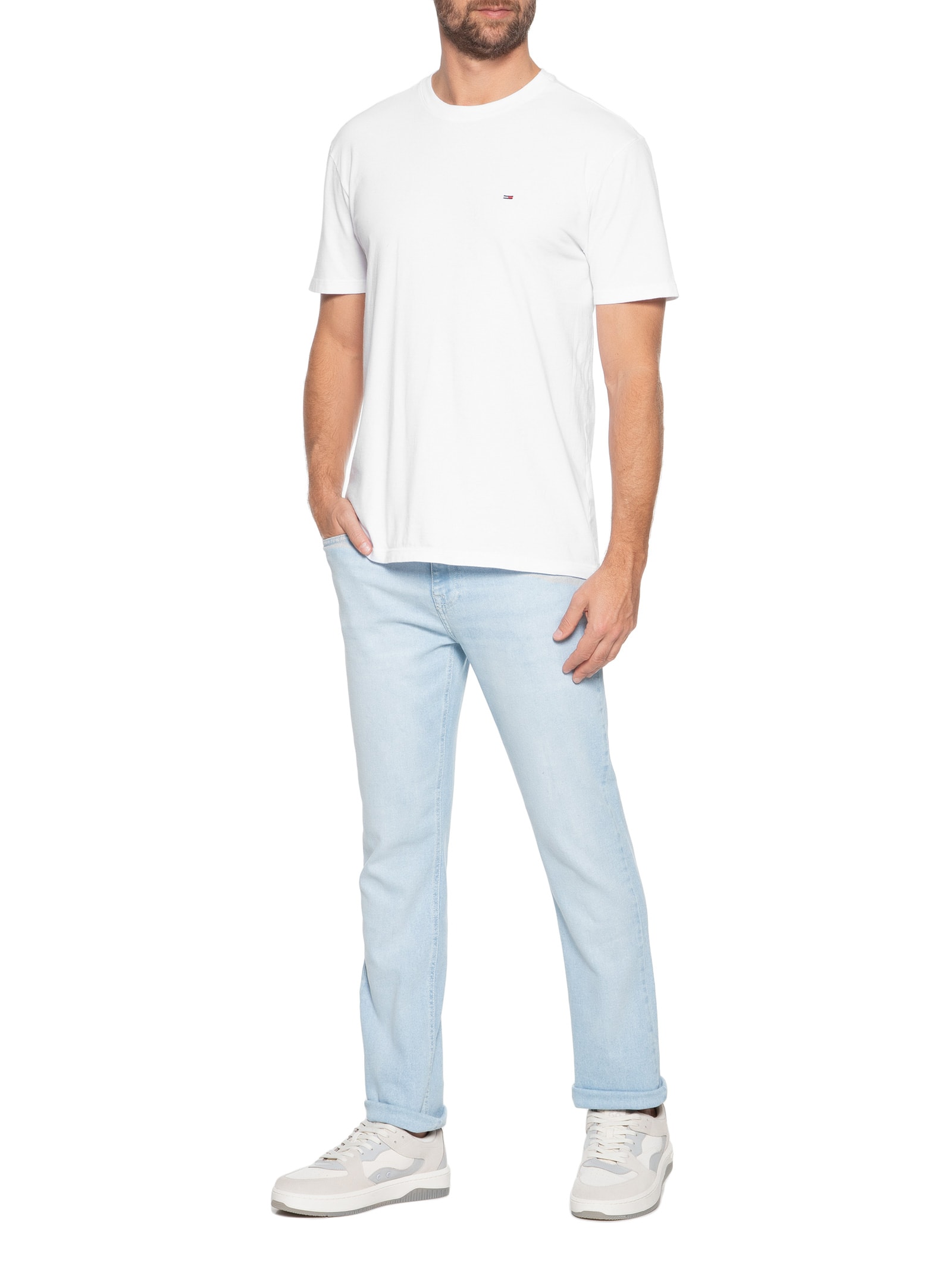 Camiseta Masculina Tjm Slim C Neck Tee Branco Tommy Jeans