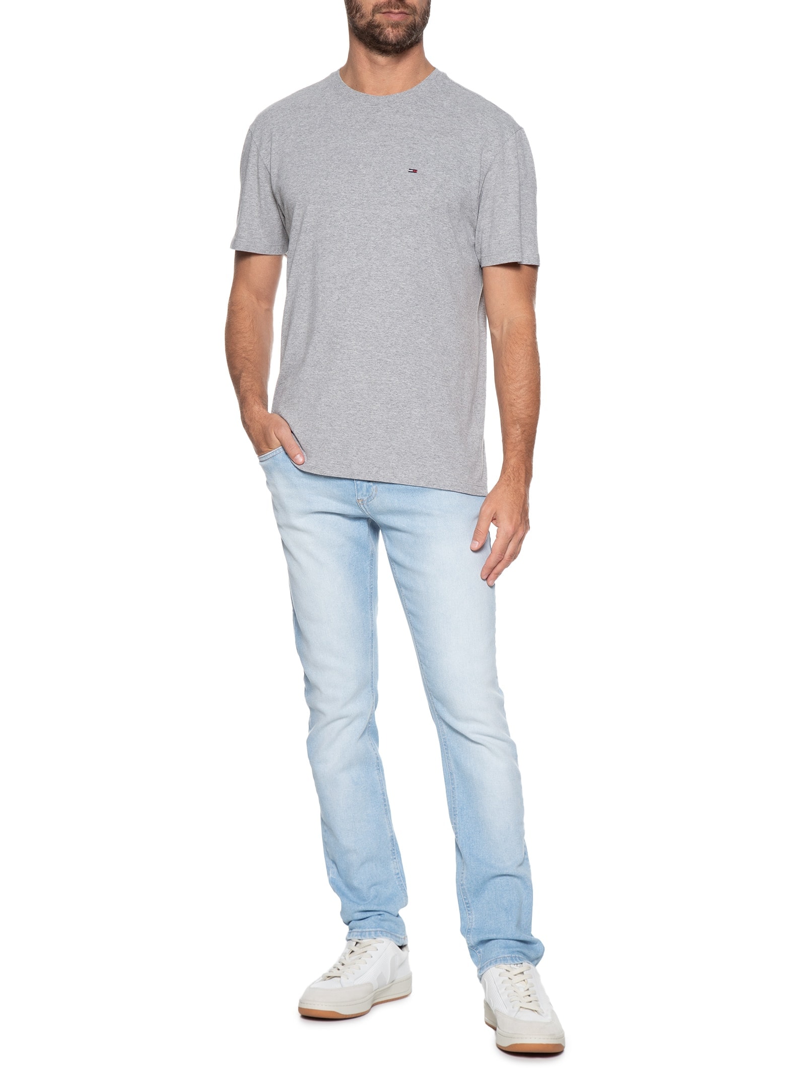 Camiseta Masculina Tjm Slim C Neck Tee Cinza Tommy Jeans