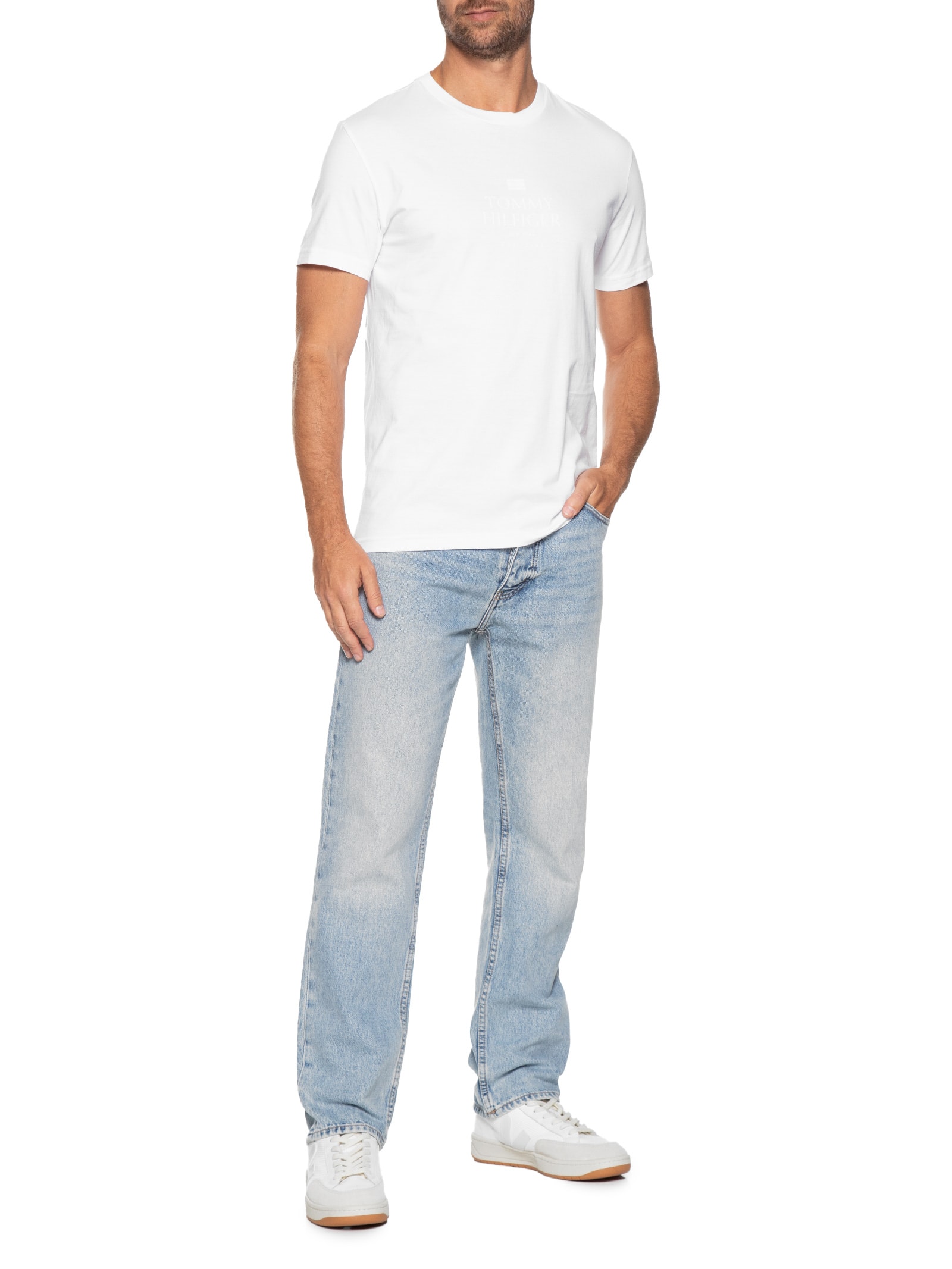 Camiseta Masculina Tonal Branco Tommy Hilfiger