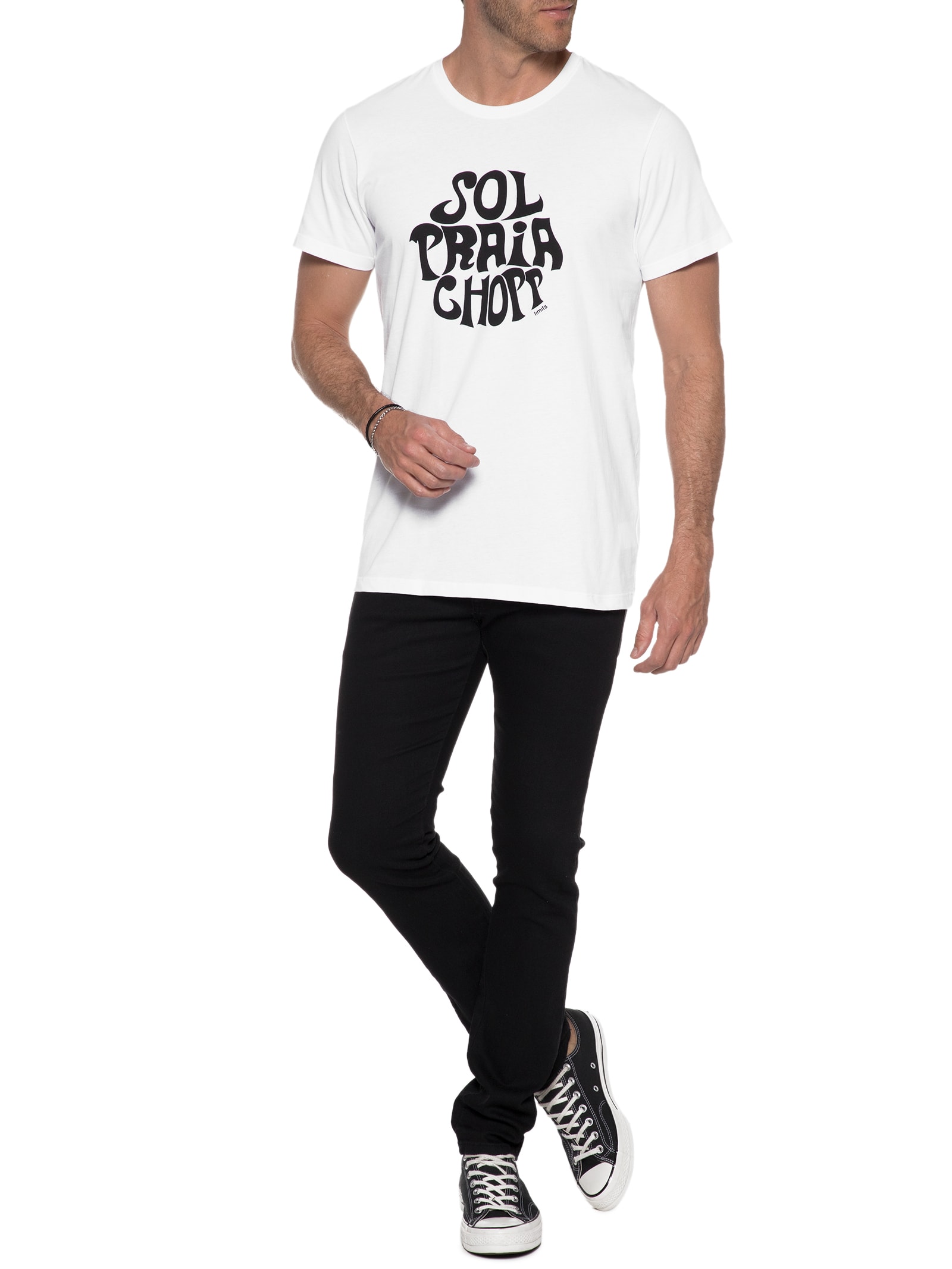 Camiseta Masculina Touch Minha Praia Branco Limits