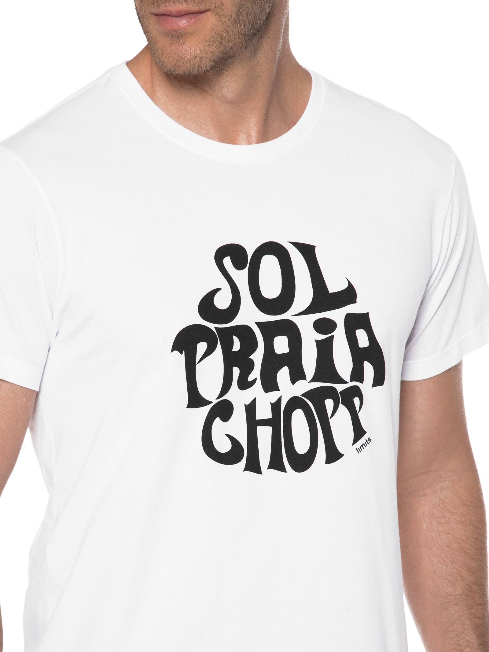 Camiseta Masculina Touch Minha Praia Branco Limits