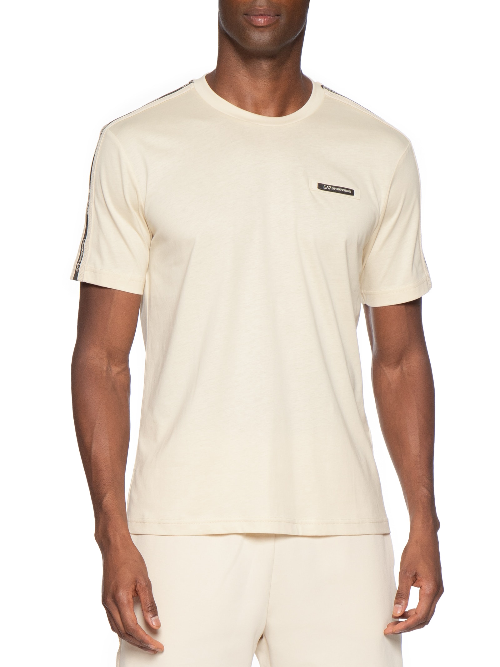 Camiseta Masculina Train Fita Lateral Bege Ea7 Emporio Armani
