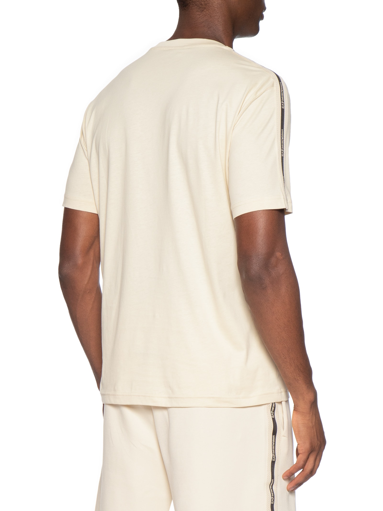 Camiseta Masculina Train Fita Lateral Bege Ea7 Emporio Armani