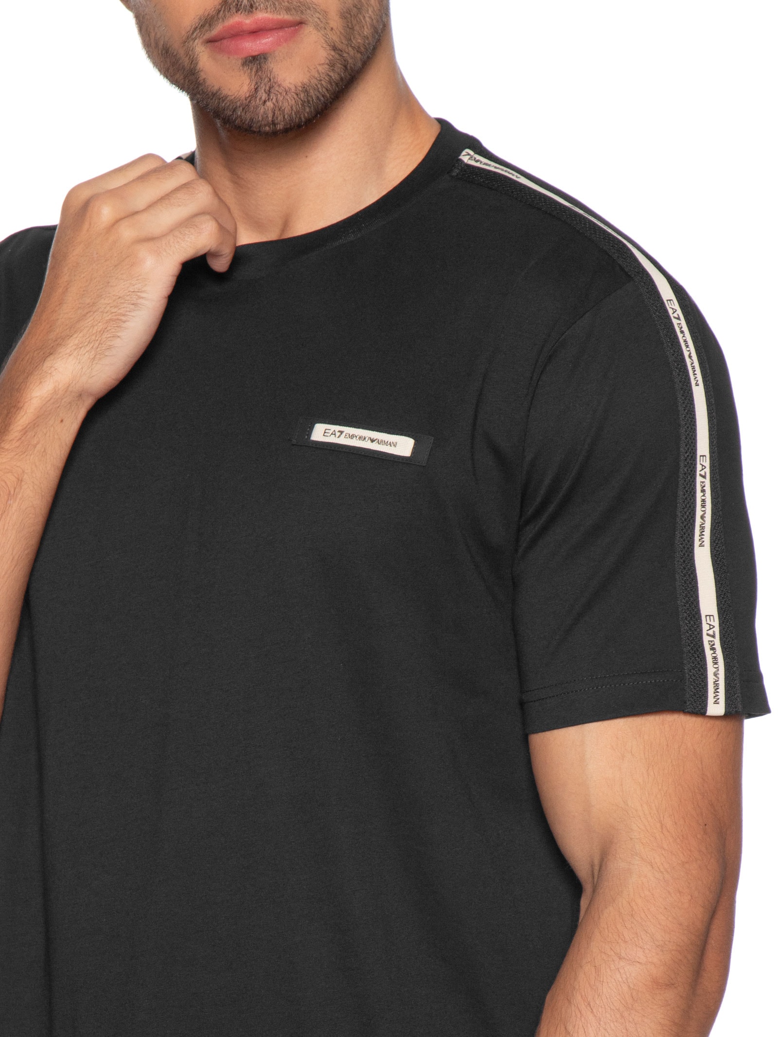 Camiseta Masculina Train Fita Lateral Preto Ea7 Emporio Armani