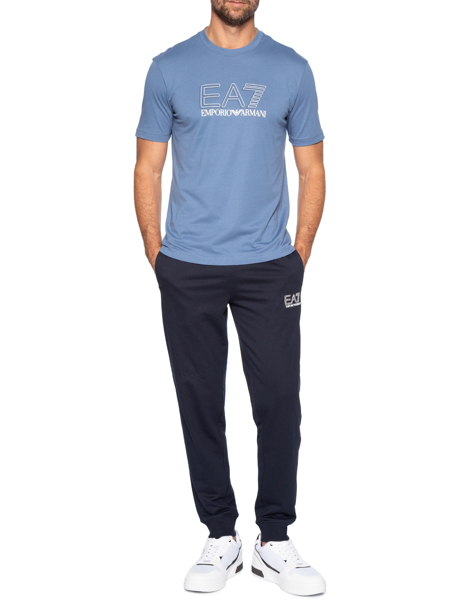 Camiseta Masculina Train Maxi Logo Azul Ea7 Emporio Armani