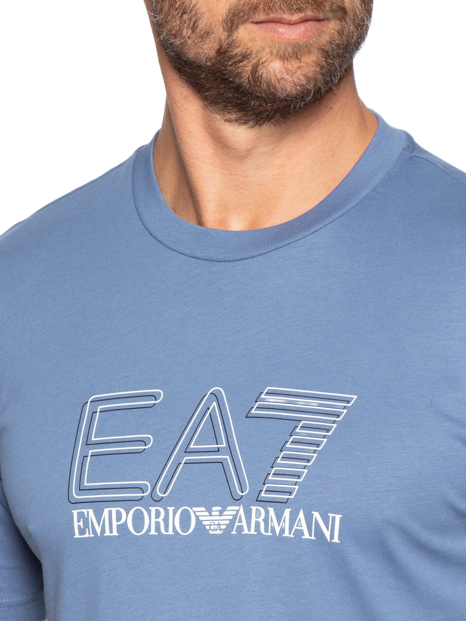 Camiseta Masculina Train Maxi Logo Azul Ea7 Emporio Armani