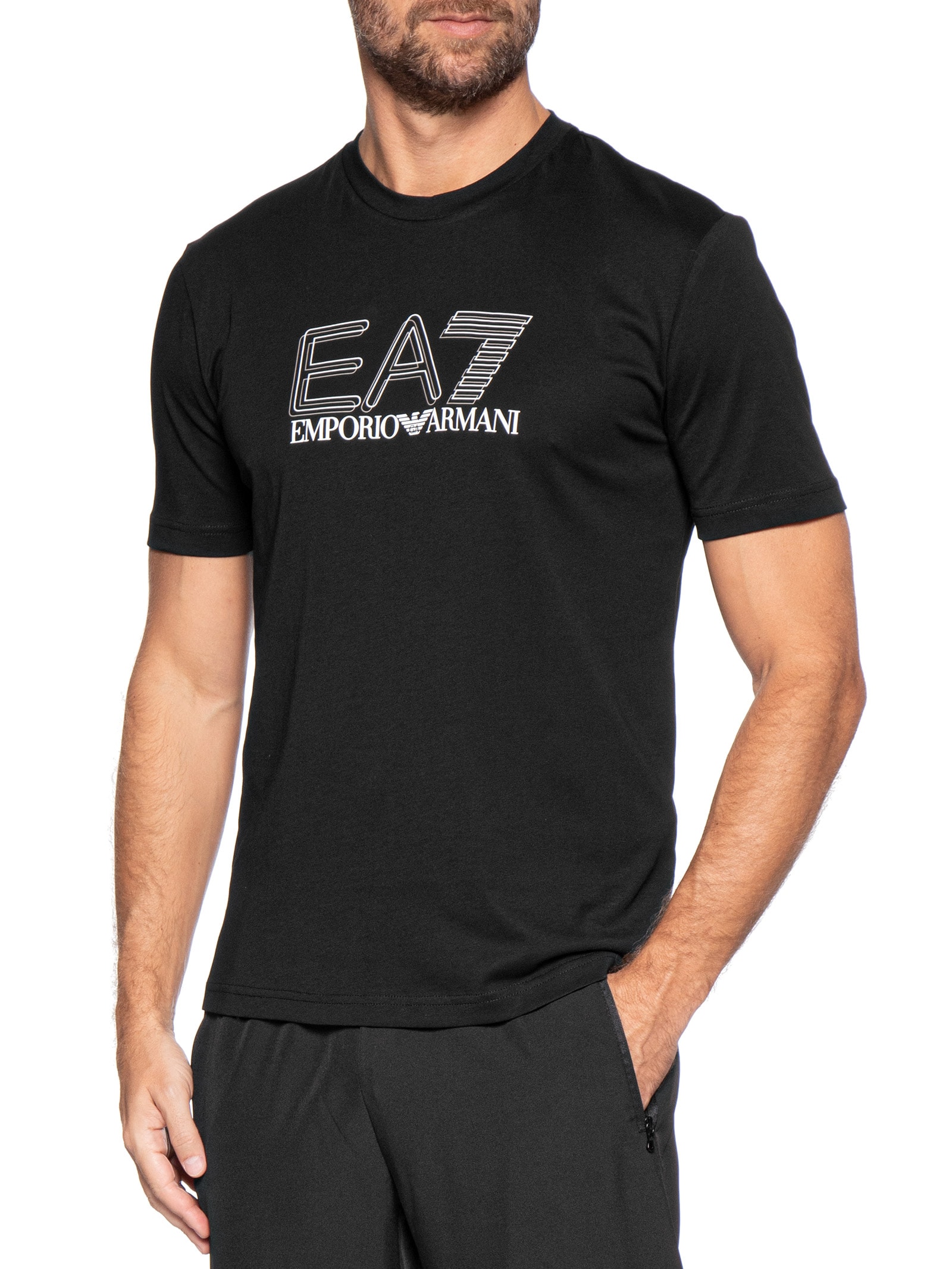 Camiseta Masculina Train Maxi Logo Preto Ea7 Emporio Armani