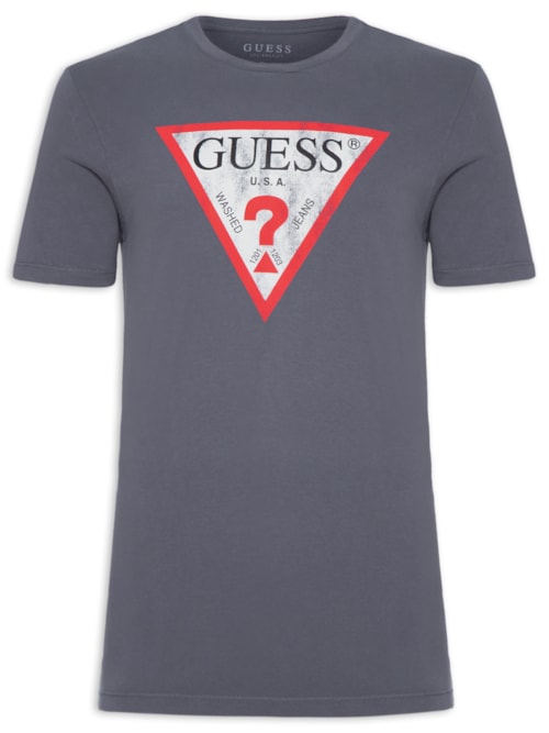 Camiseta Masculina Triângulo Desgastado - Cinza