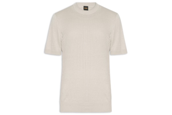 Camiseta Masculina Tricô de Linho Misto Ajordino - Bege