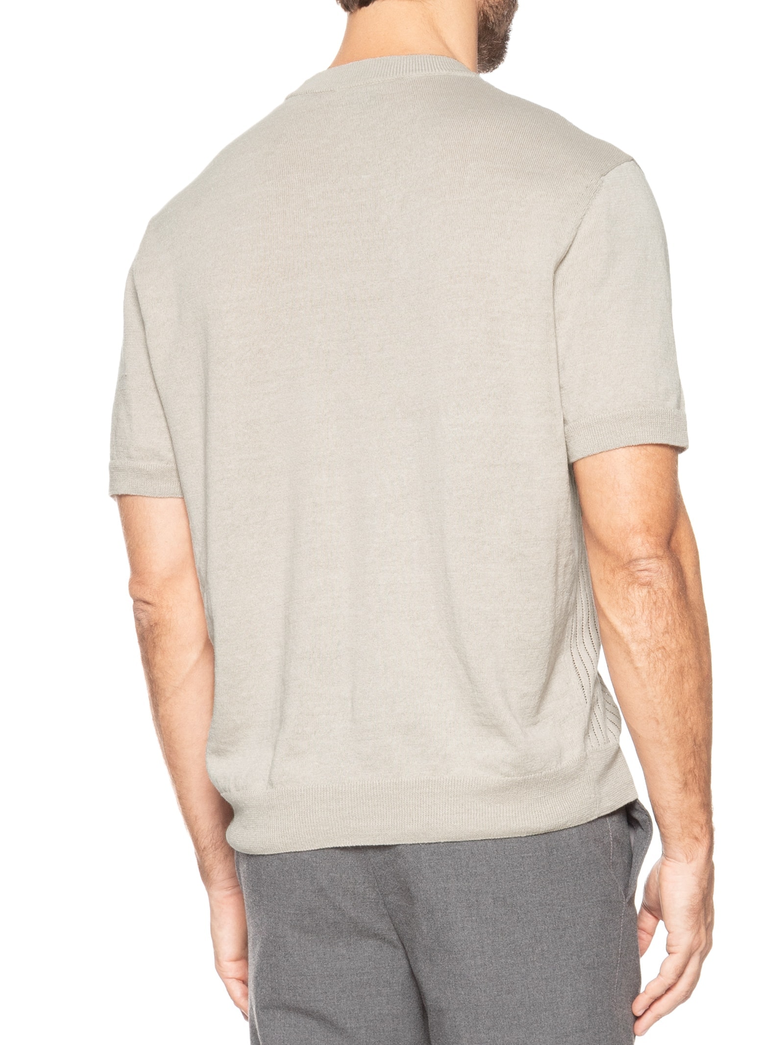 Camiseta Masculina Tricô de Linho Misto Ajordino Bege Boss