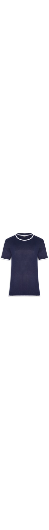 Camiseta Masculina Tricot Com Contraste Branco - Azul
