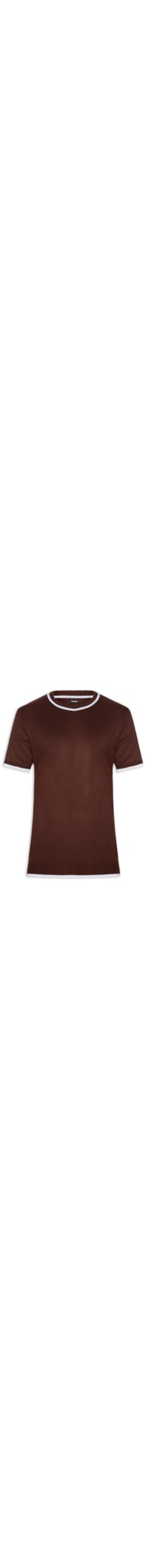 Camiseta Masculina Tricot Com Contraste Branco – Marrom