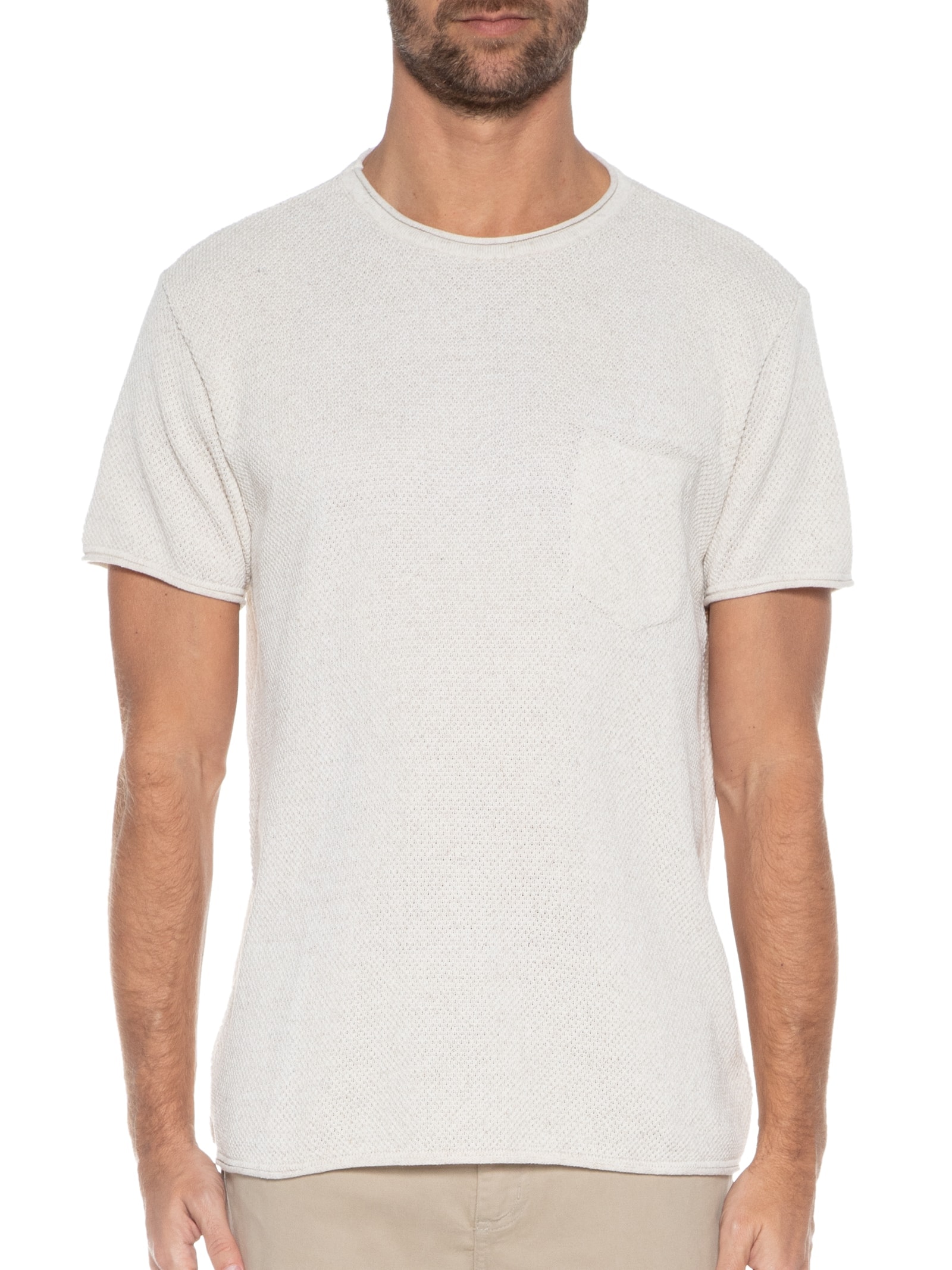 Camiseta Masculina Tricot Linho Roman Bege Foxton