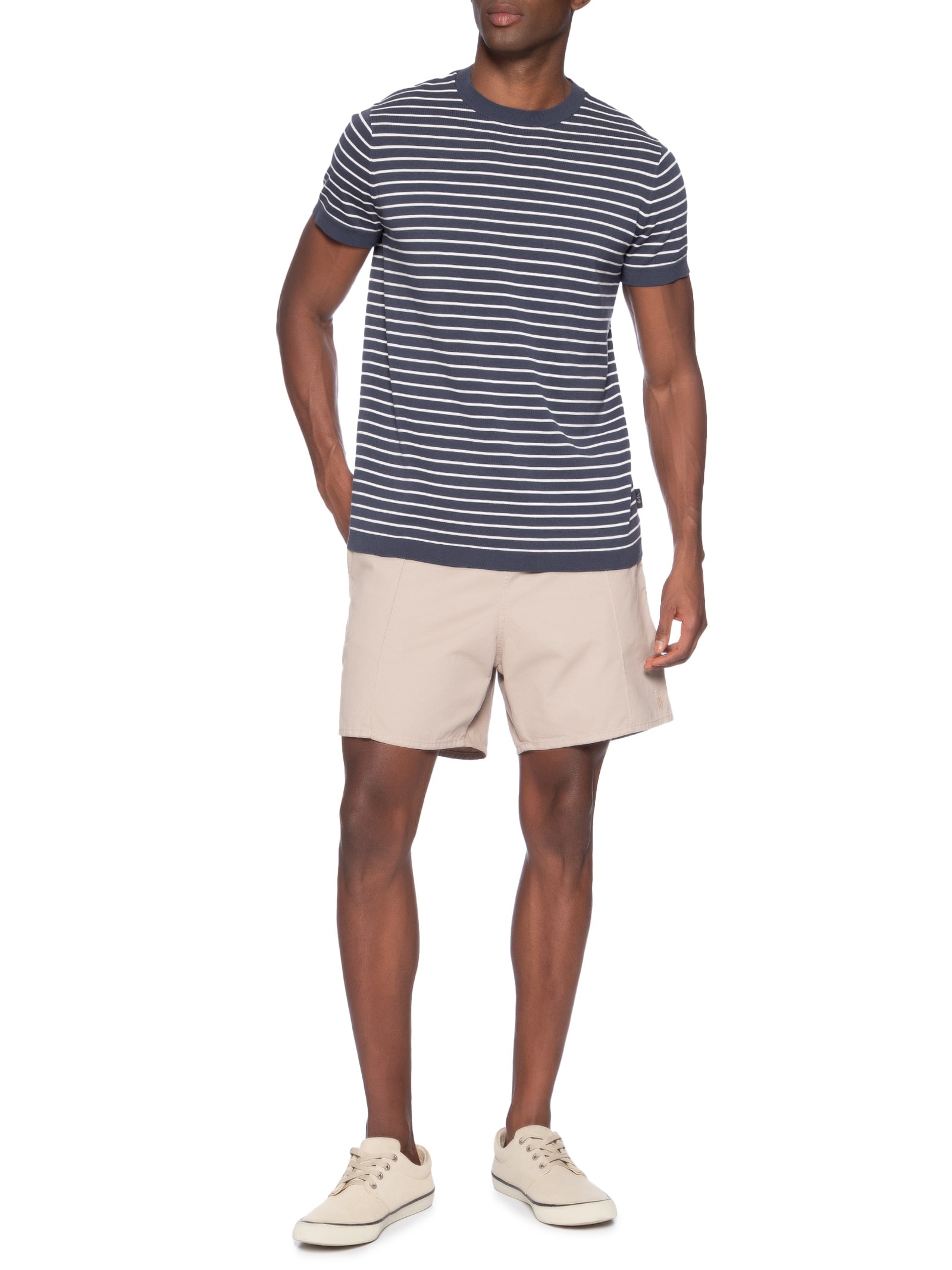 Camiseta Masculina Tricot Listra Viena Azul Foxton