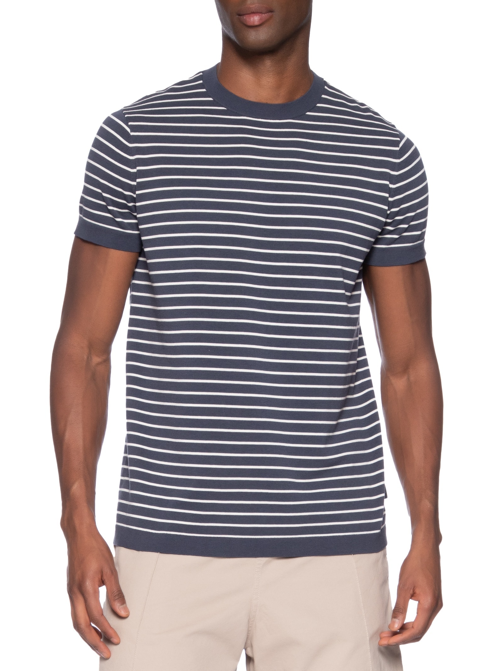 Camiseta Masculina Tricot Listra Viena Azul Foxton