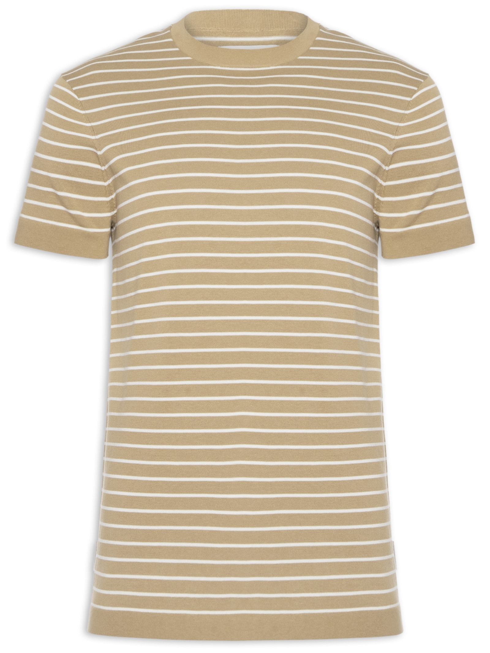Camiseta Masculina Tricot Listra Viena Bege Foxton