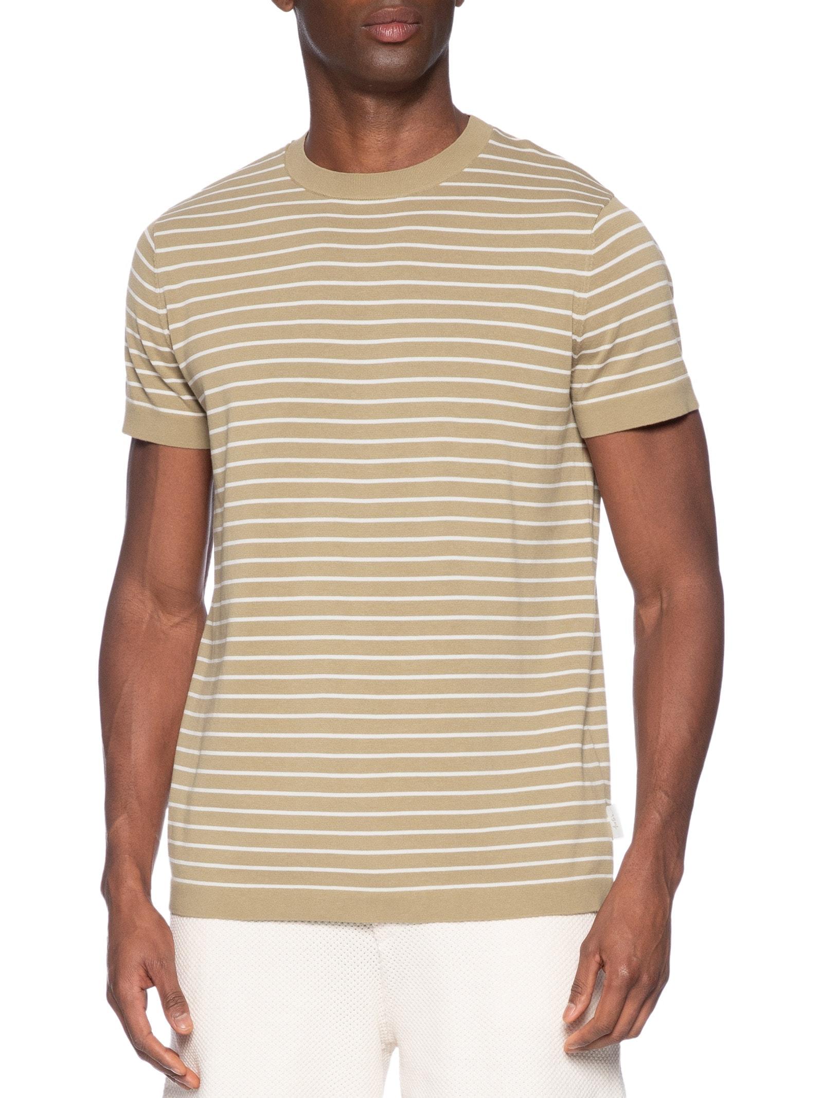 Camiseta Masculina Tricot Listra Viena Bege Foxton