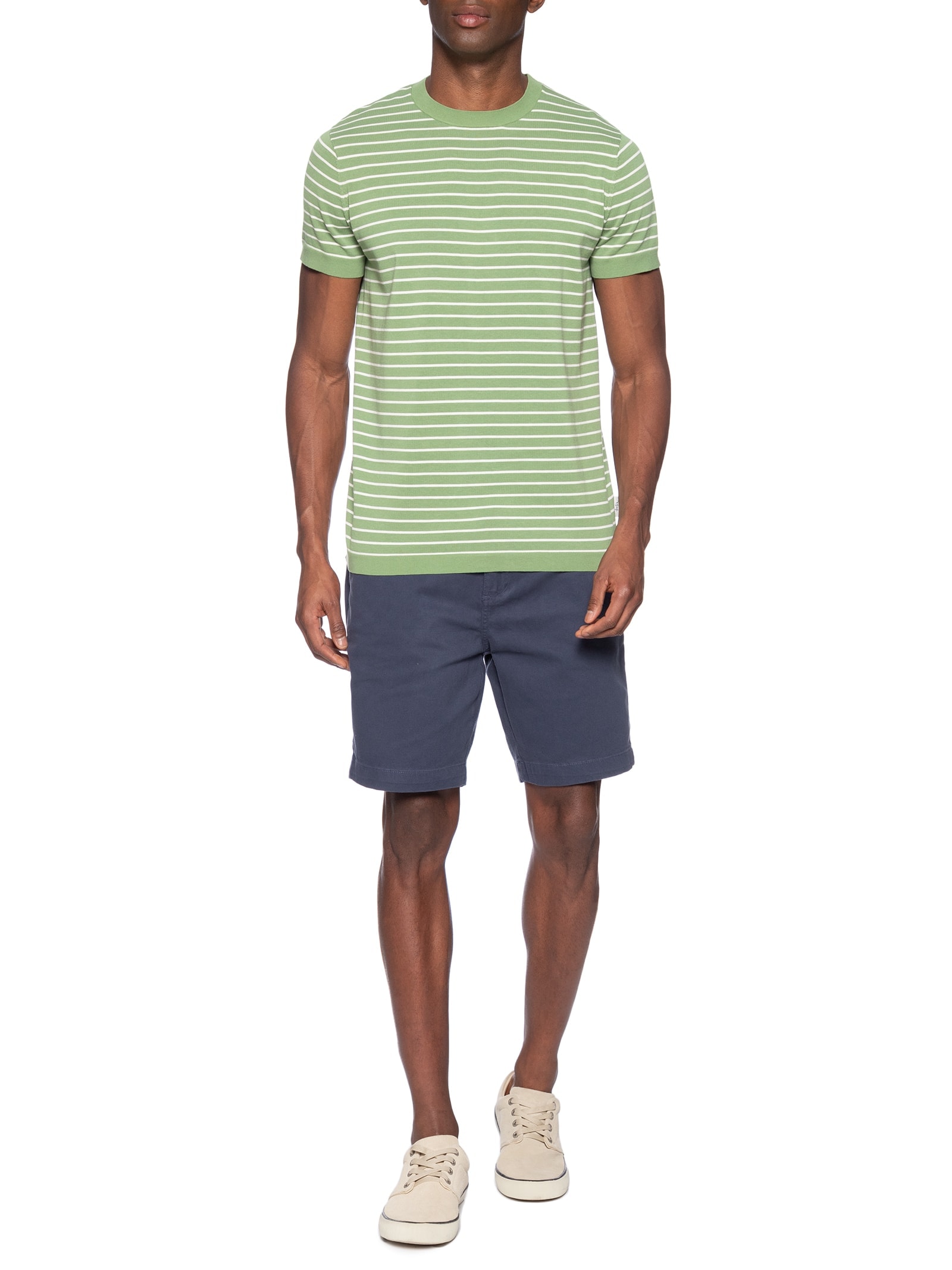 Camiseta Masculina Tricot Listra Viena Verde Foxton