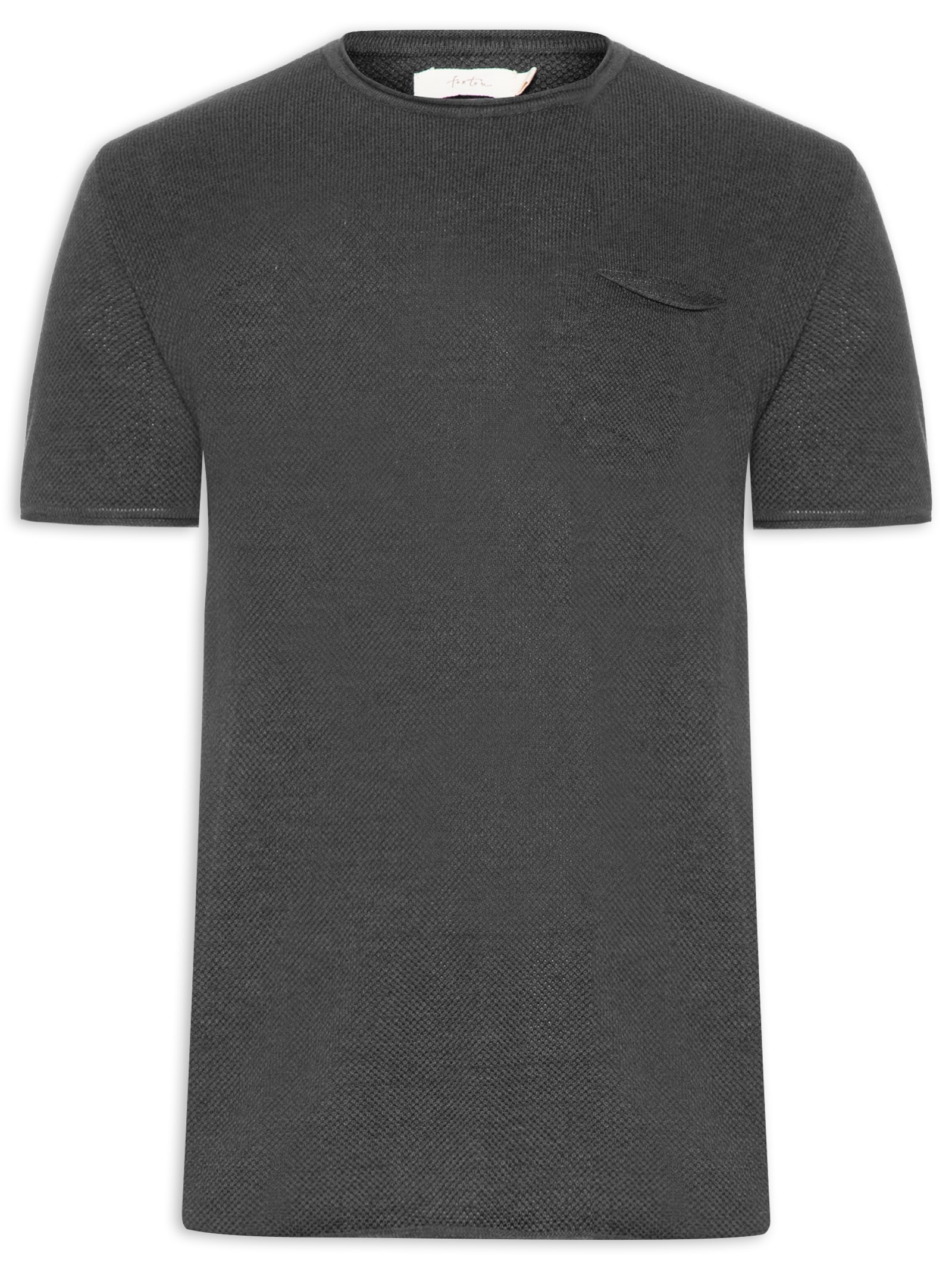 Camiseta Masculina Tricot Mescla Roman Preto Foxton