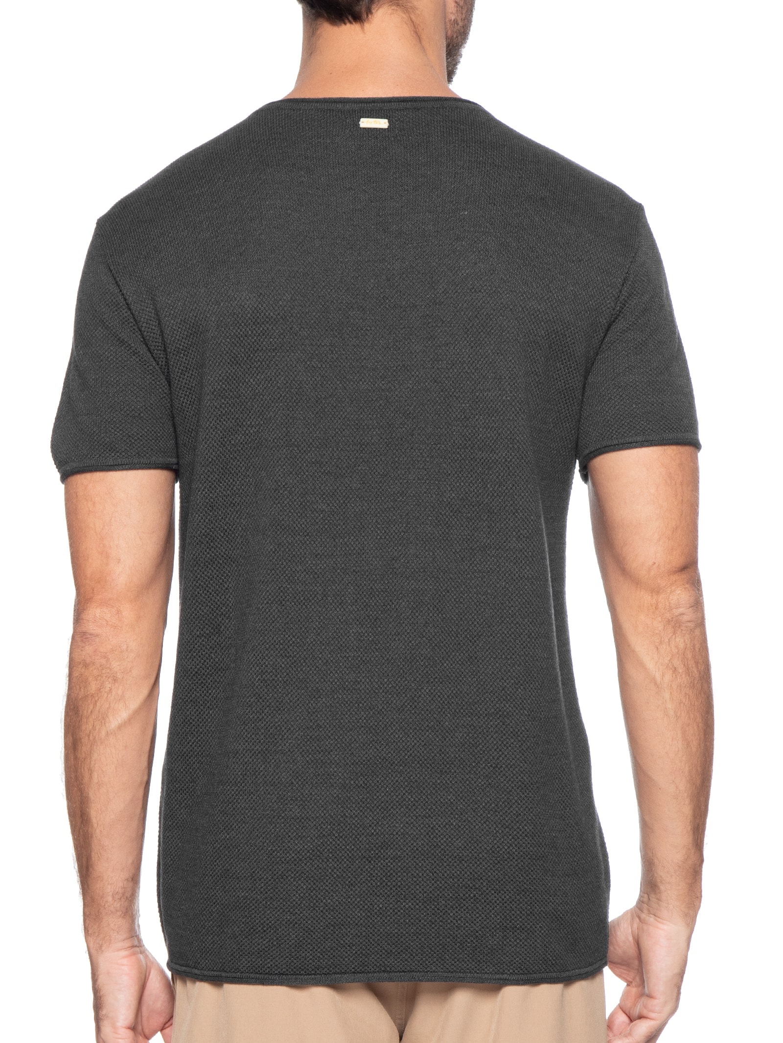 Camiseta Masculina Tricot Mescla Roman Preto Foxton