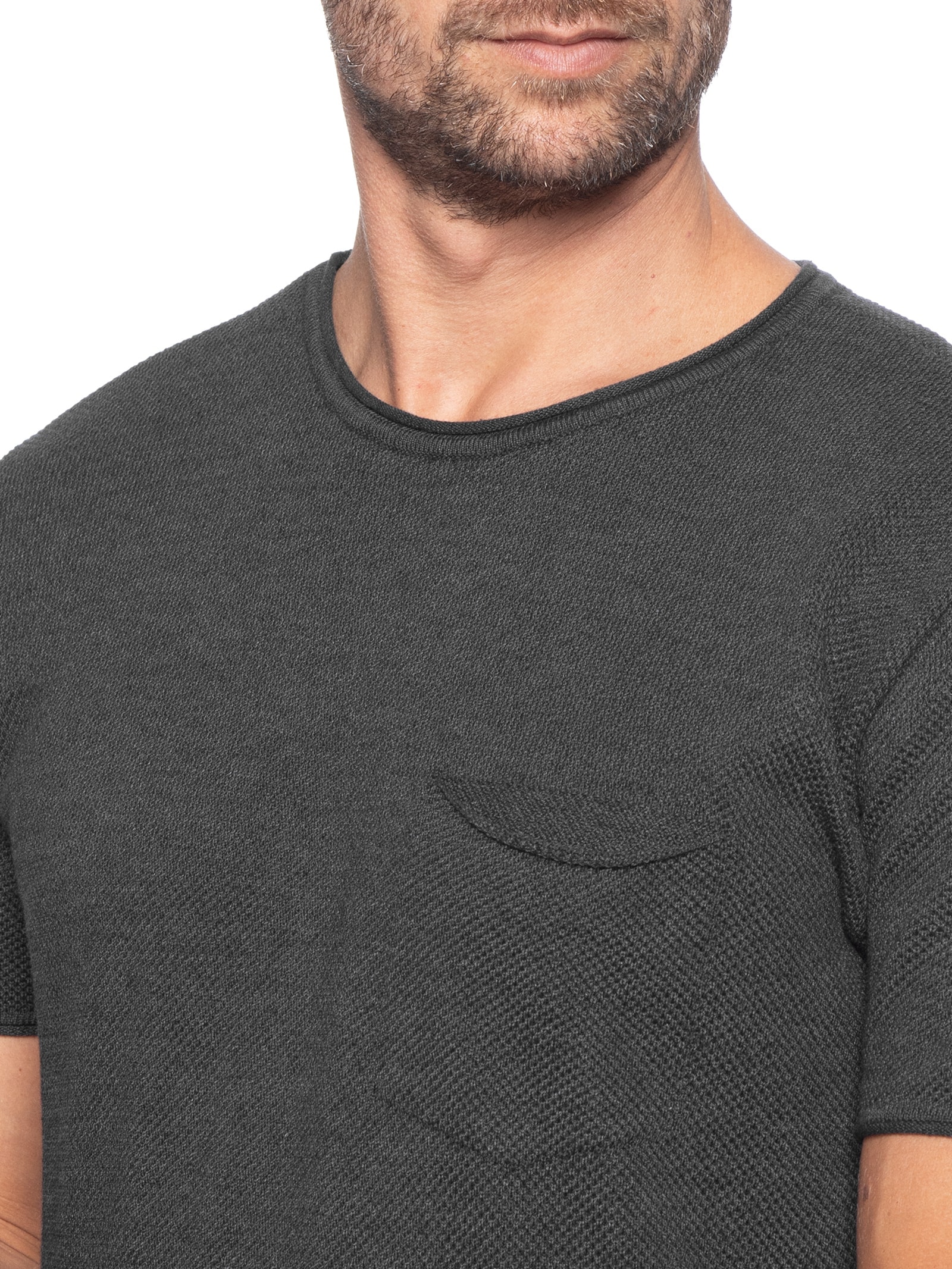 Camiseta Masculina Tricot Mescla Roman Preto Foxton