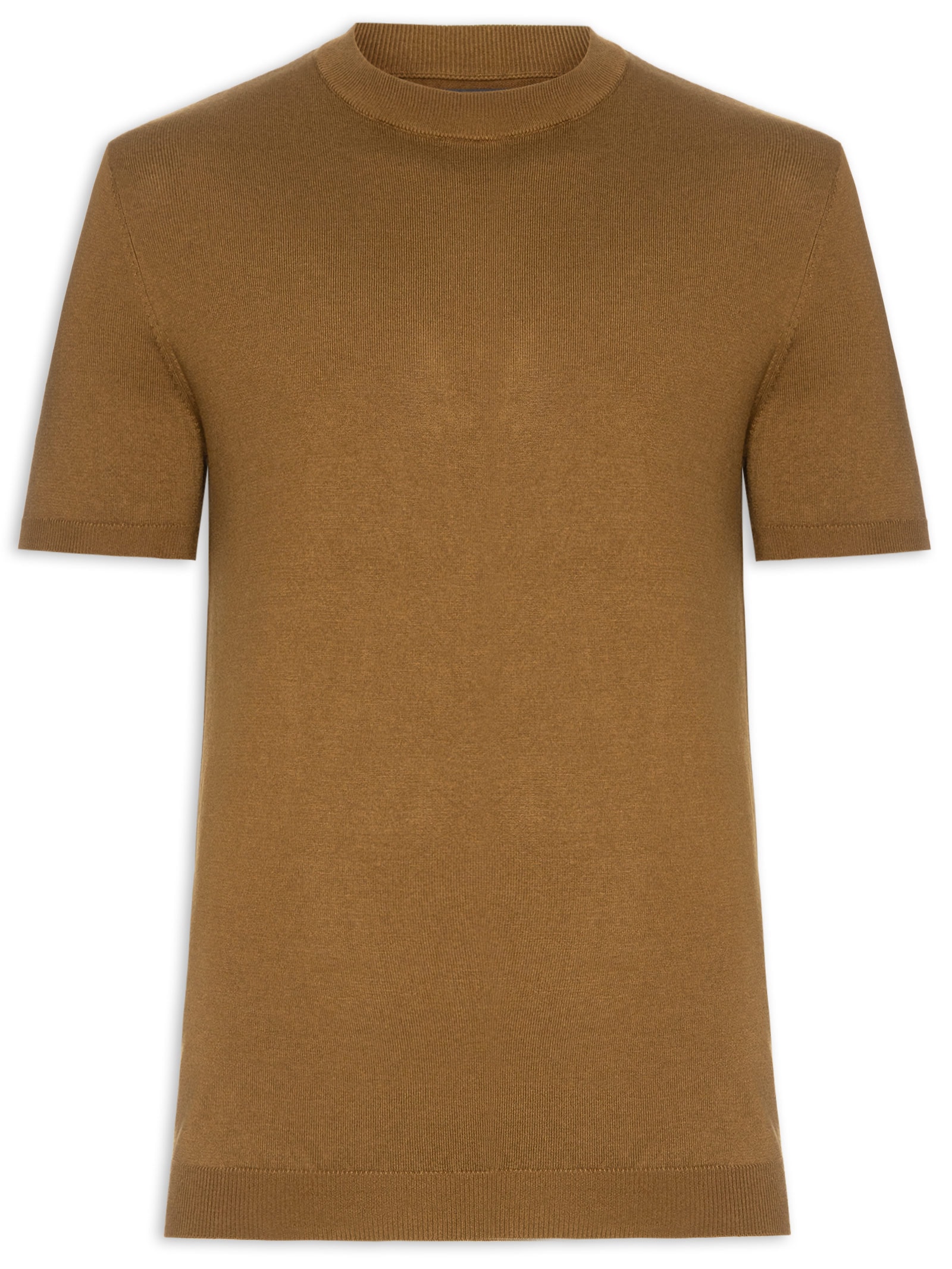 Camiseta Masculina Tricot Tencel Marrom Oficina Reserva