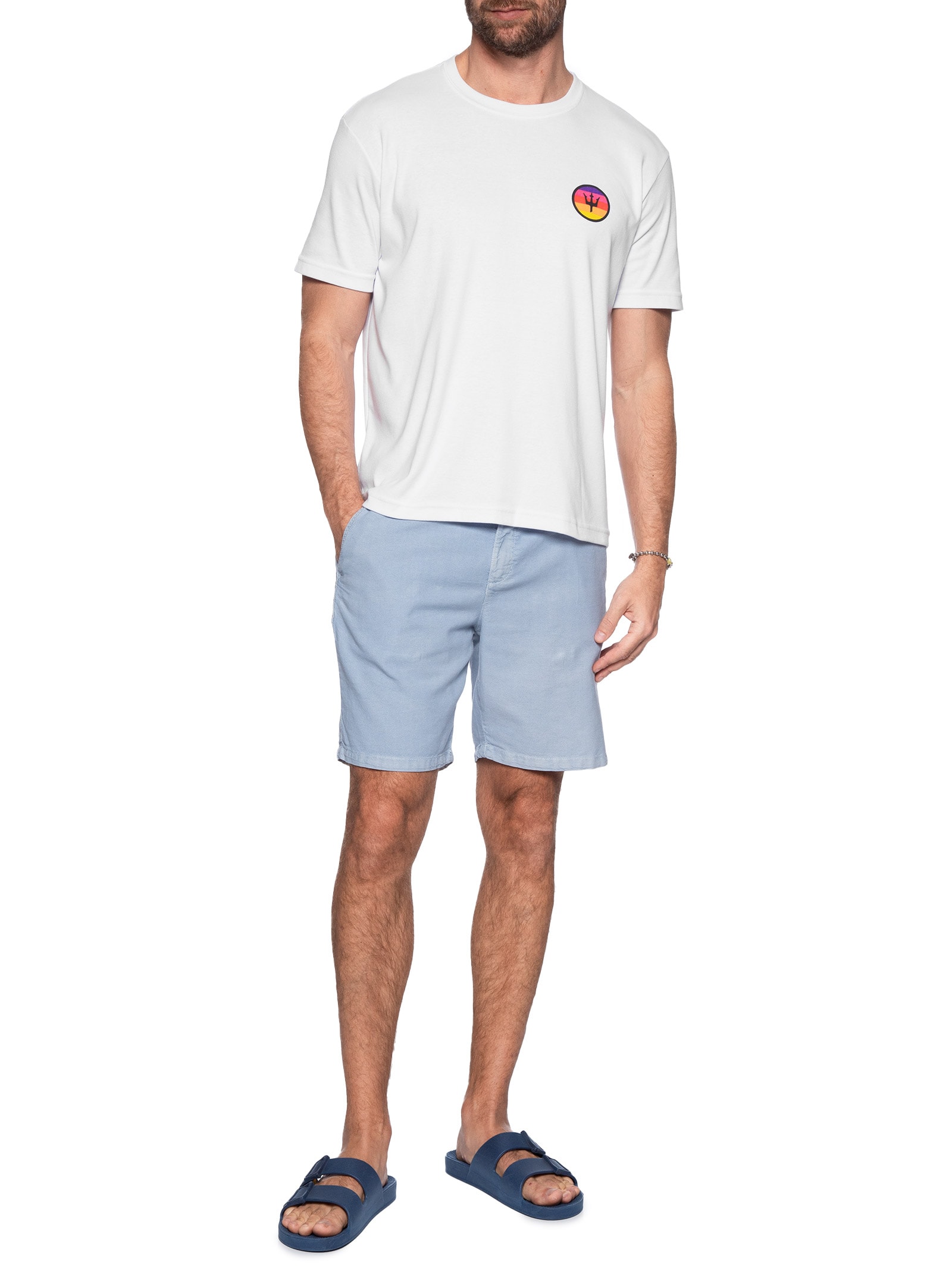 Camiseta Masculina Tridente Sunset Manga Curta Branco Osklen