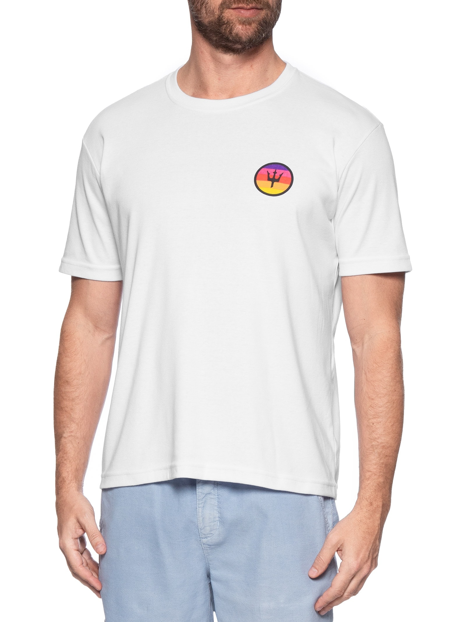 Camiseta Masculina Tridente Sunset Manga Curta Branco Osklen