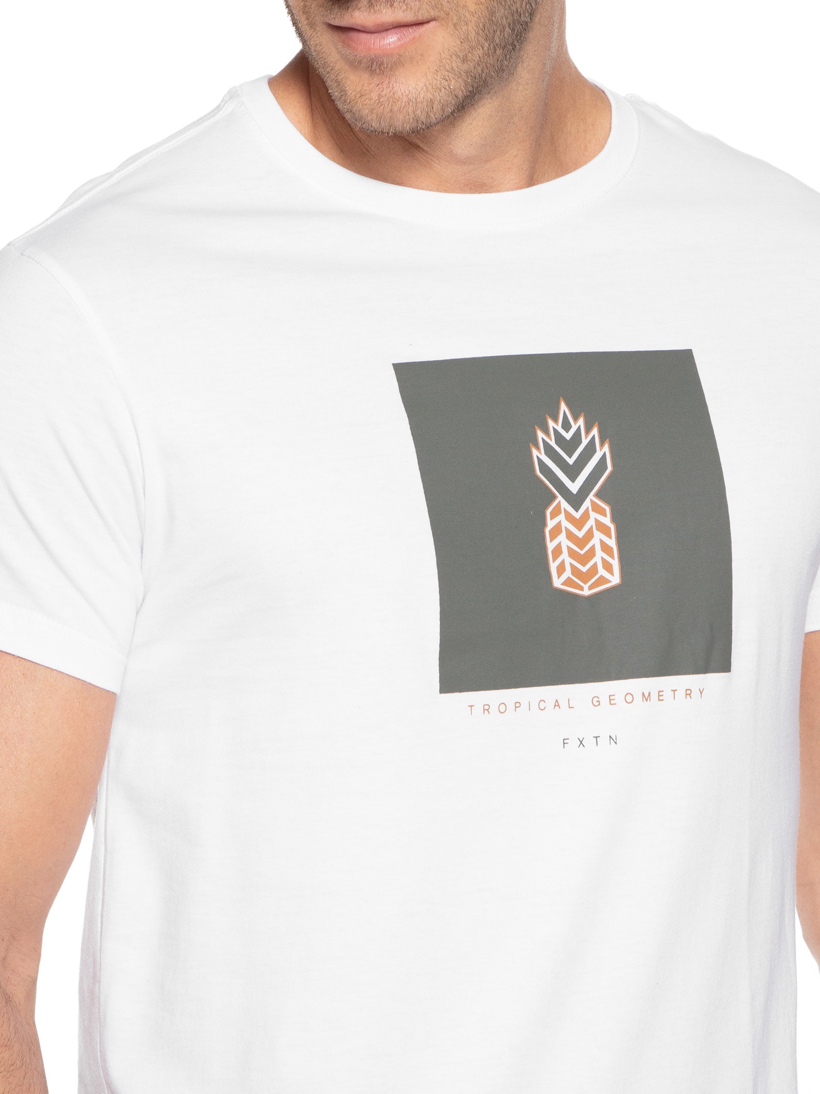Camiseta Masculina Tropical Geometry Branco Foxton