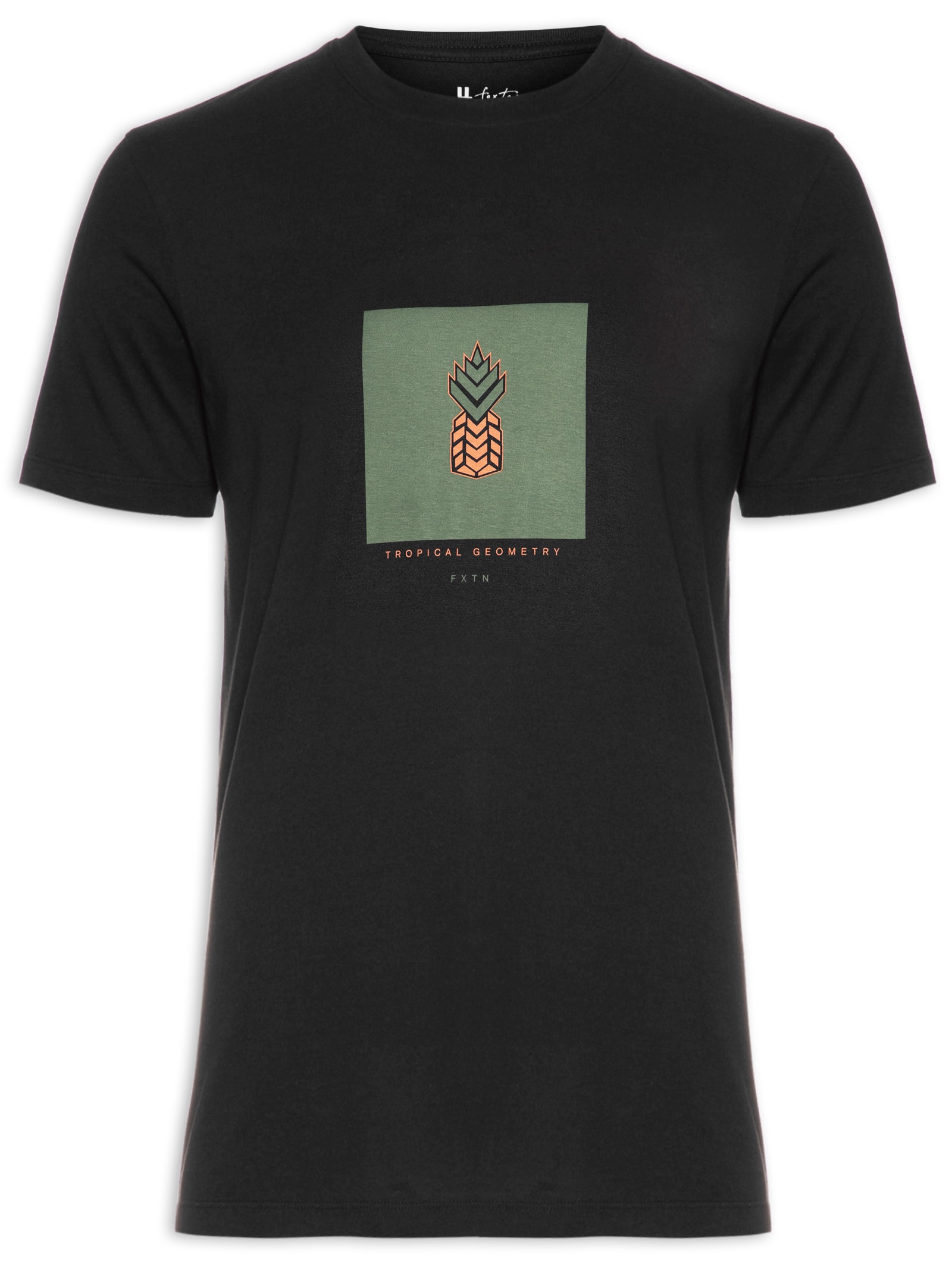 Camiseta Masculina Tropical Geometry Preto Foxton