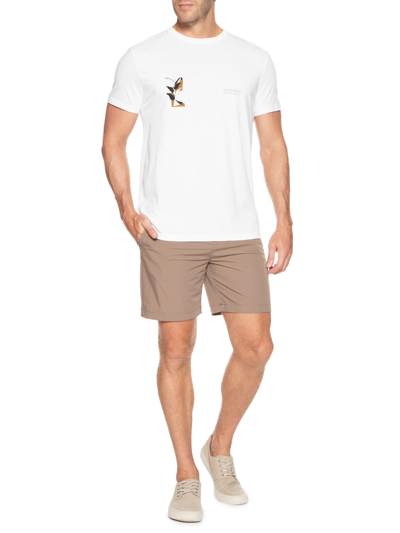 Camiseta Masculina Tropical Society Concreto Branco Foxton