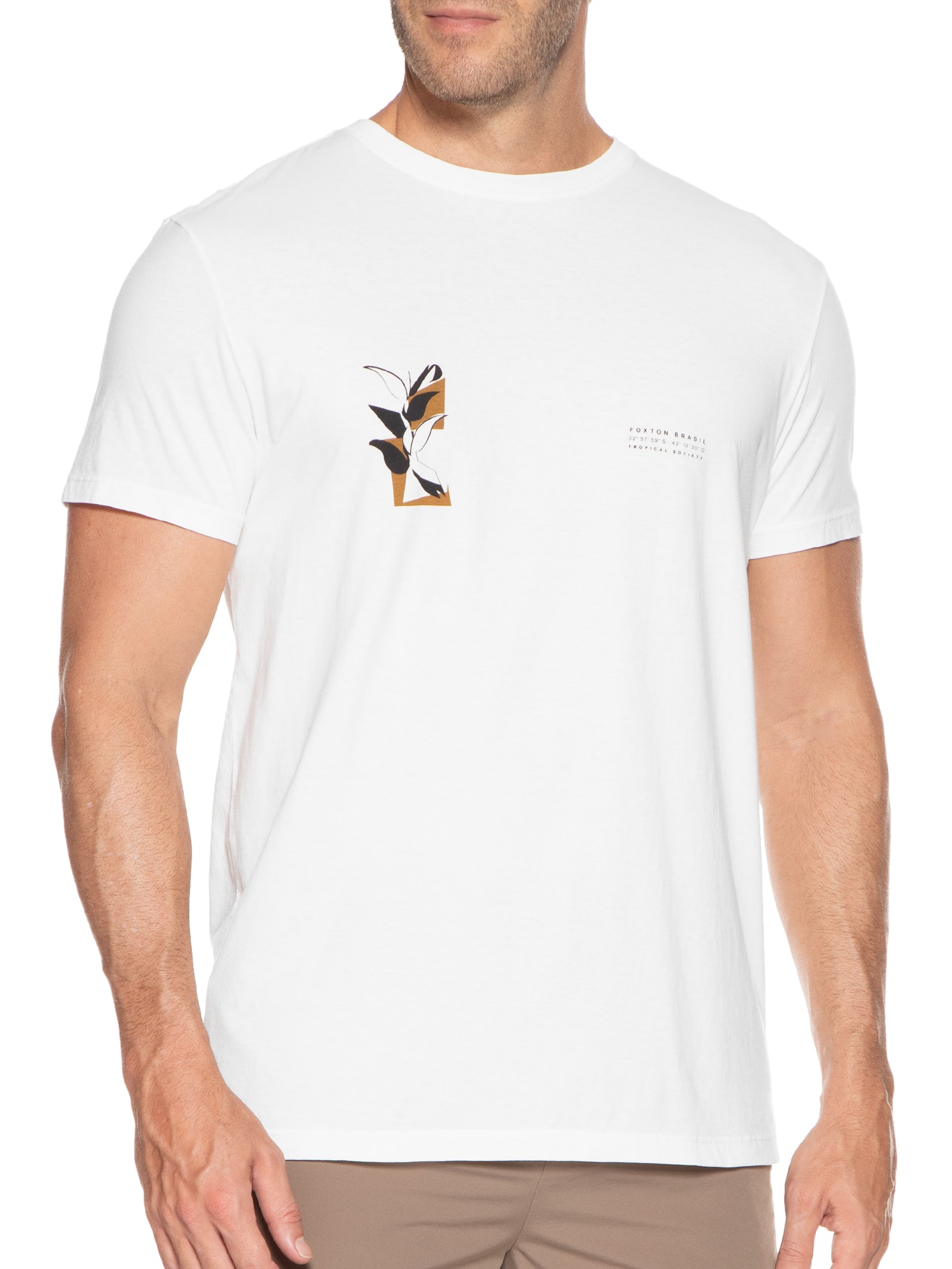 Camiseta Masculina Tropical Society Concreto Branco Foxton