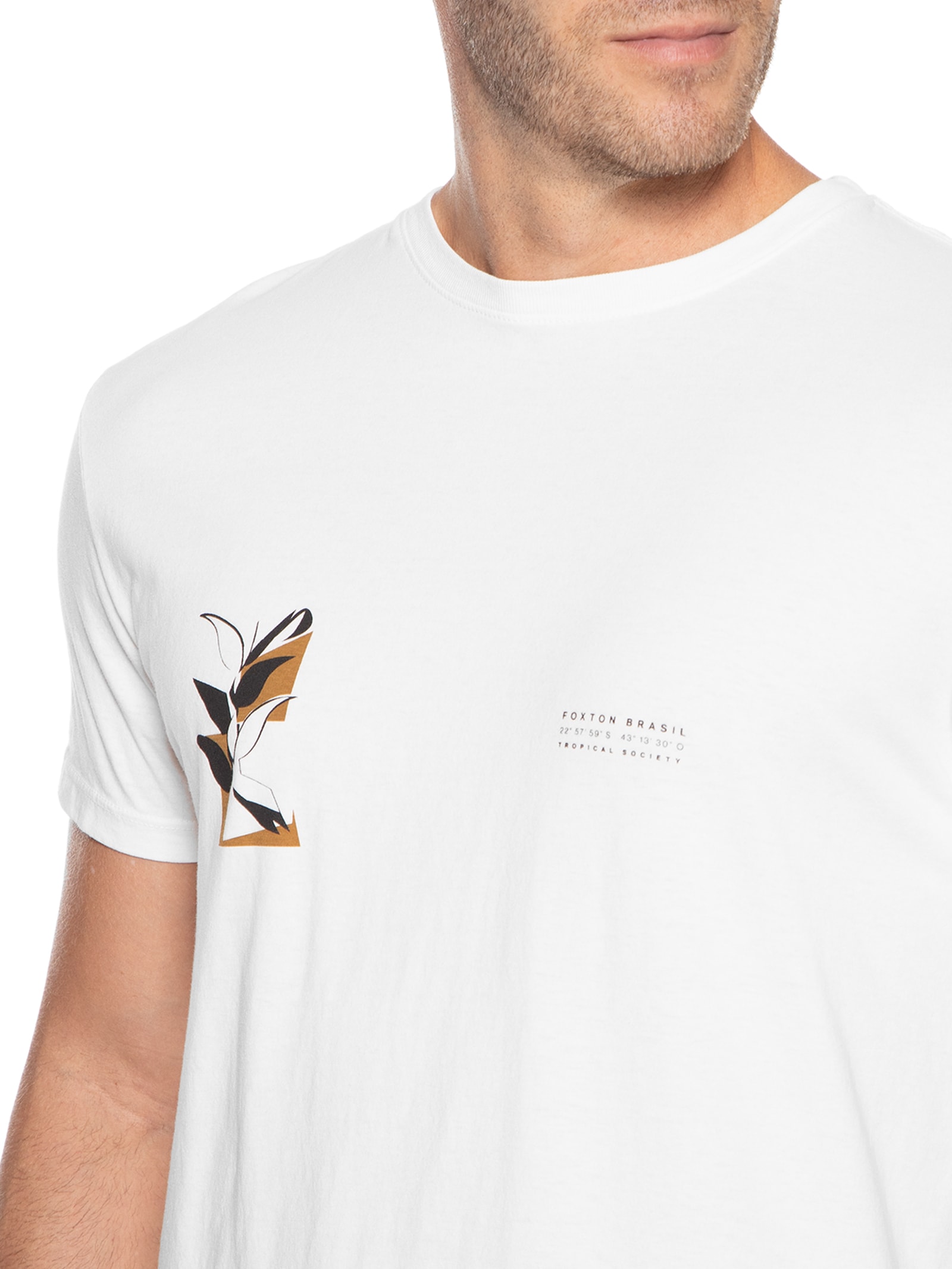 Camiseta Masculina Tropical Society Concreto Branco Foxton