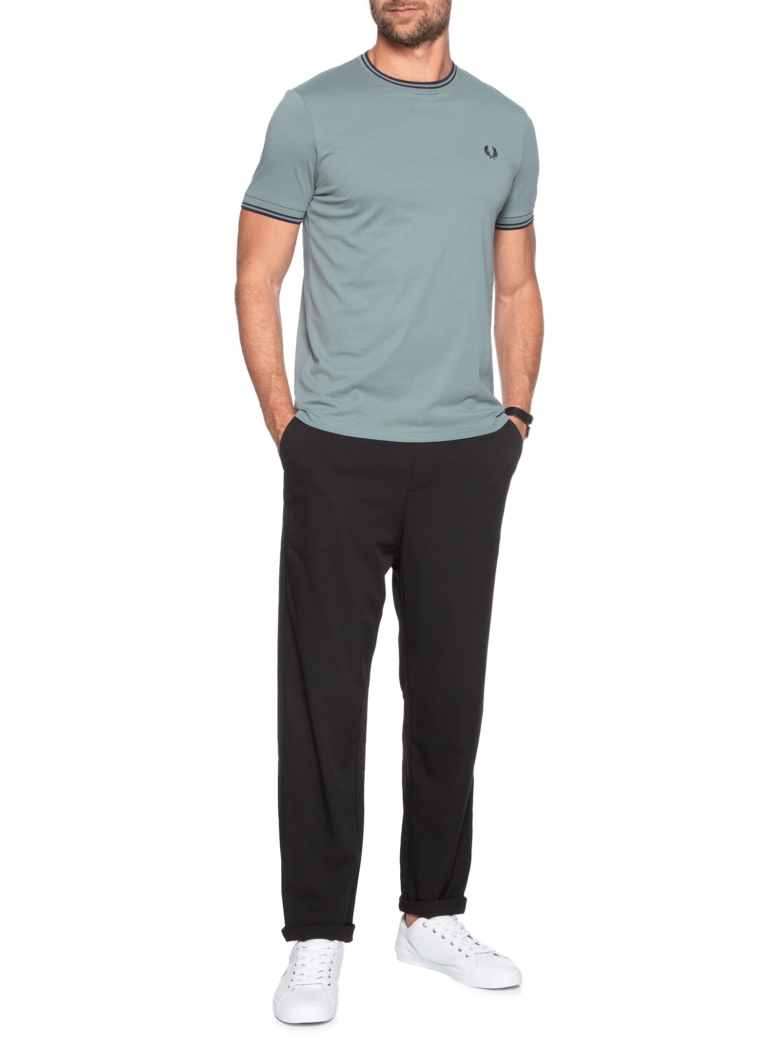 Camiseta Masculina Twin Tipped Regular Fit Azul Fred Perry