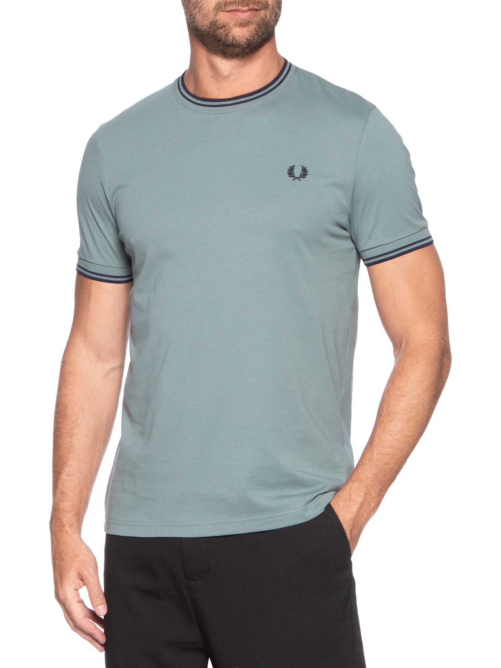 Camiseta Masculina Twin Tipped Regular Fit Azul Fred Perry