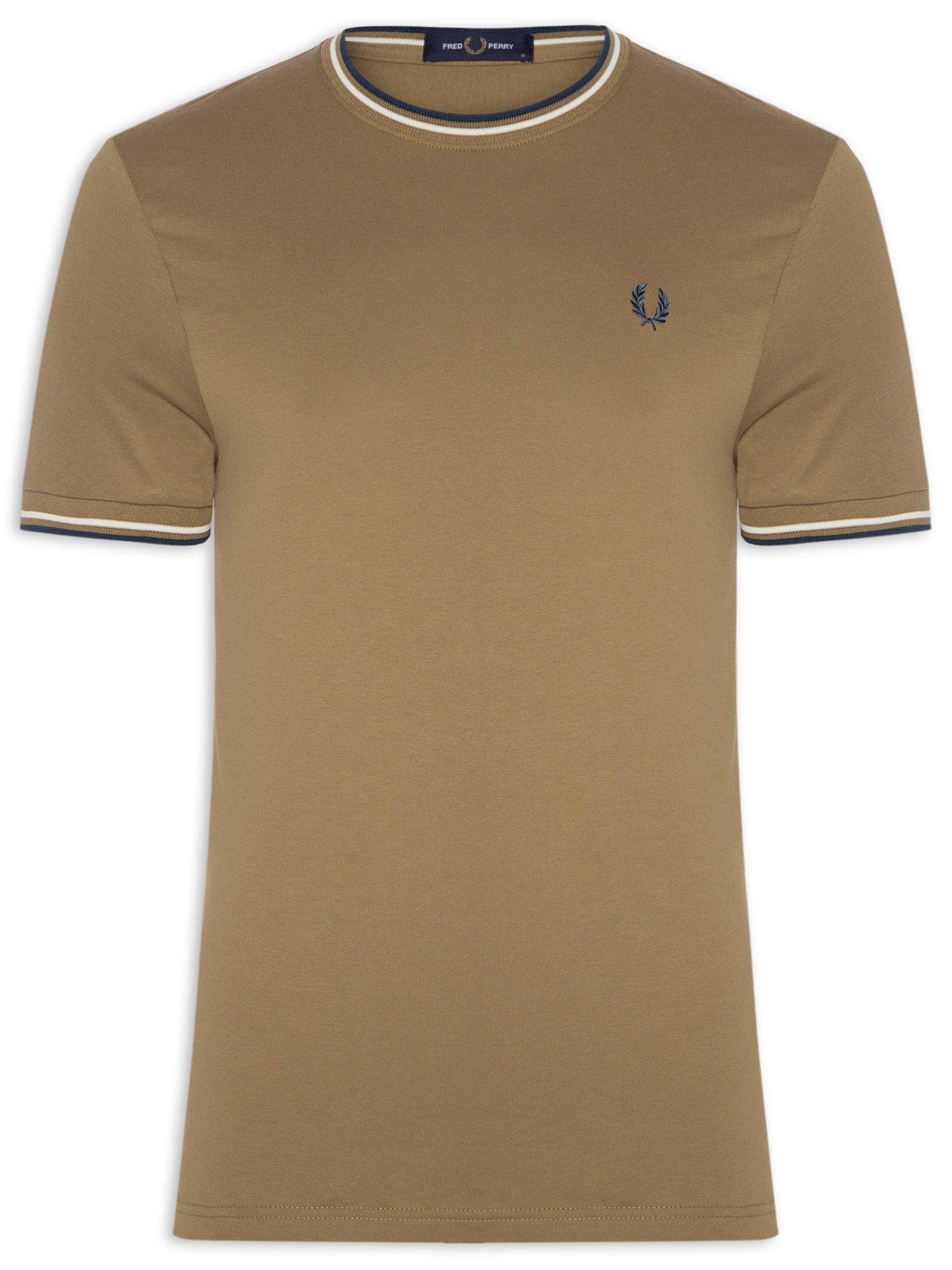 Camiseta Masculina Twin Tipped Regular Fit Bege Fred Perry