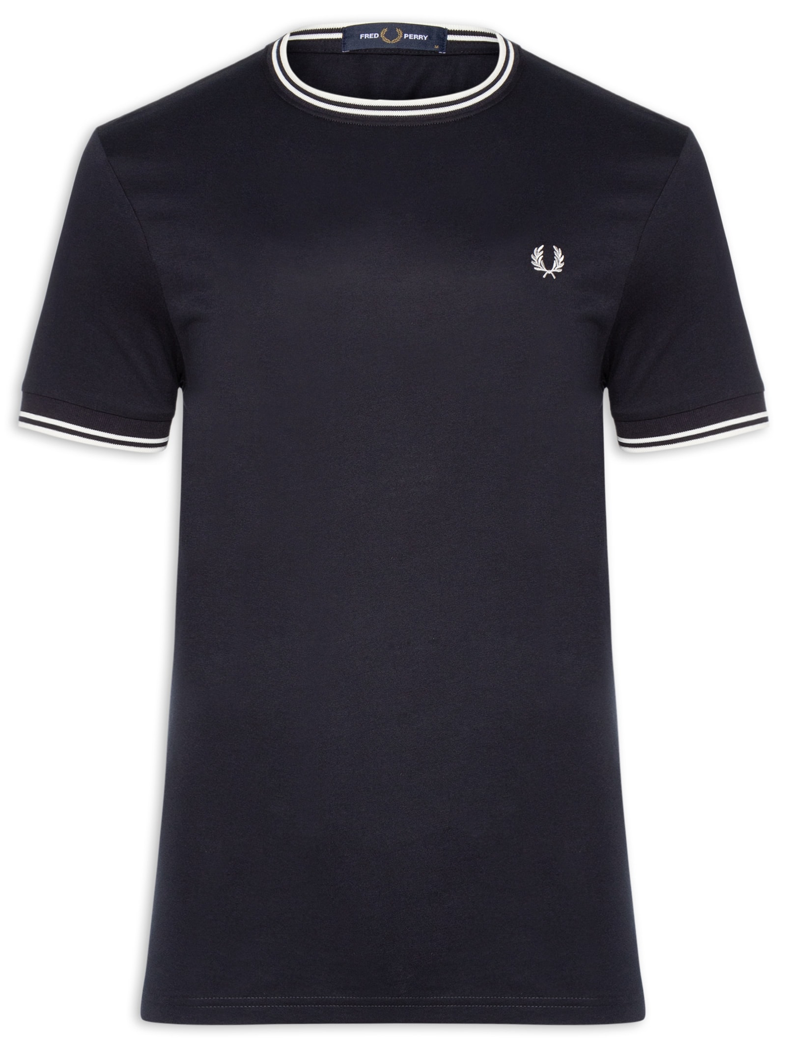 Camiseta Masculina Twin Tipped Regular Fit Em Algodão Azul Fred Perry