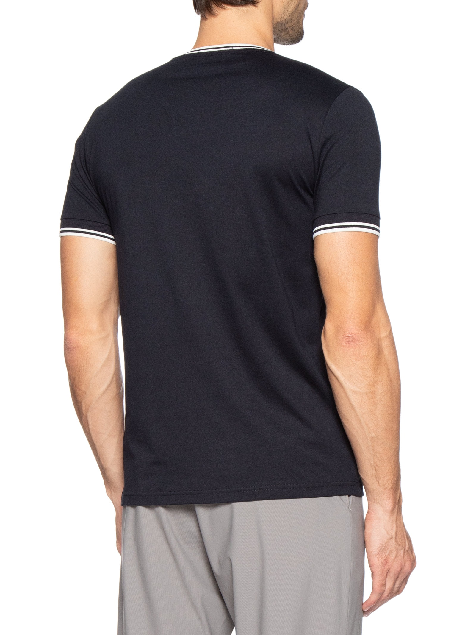 Camiseta Masculina Twin Tipped Regular Fit Em Algodão Azul Fred Perry