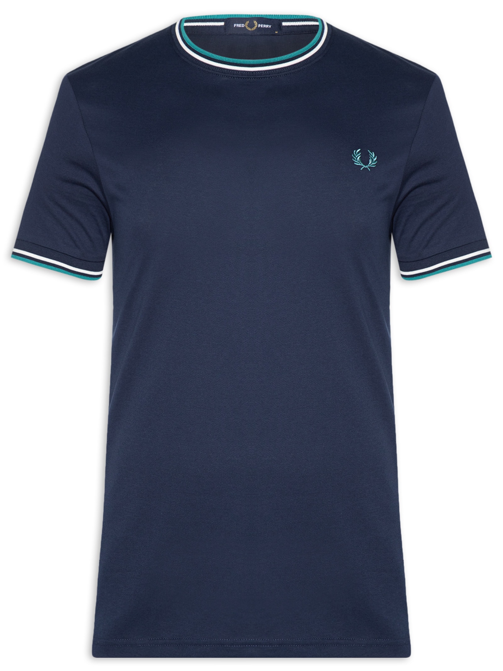 Camiseta Masculina Twin Tipped Regular Fit Em Algodão Azul Fred Perry