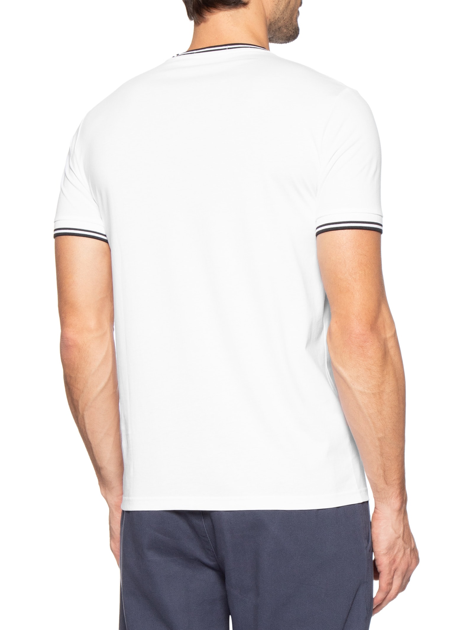 Camiseta Masculina Twin Tipped Regular Fit Em Algodão Branco Fred Perry