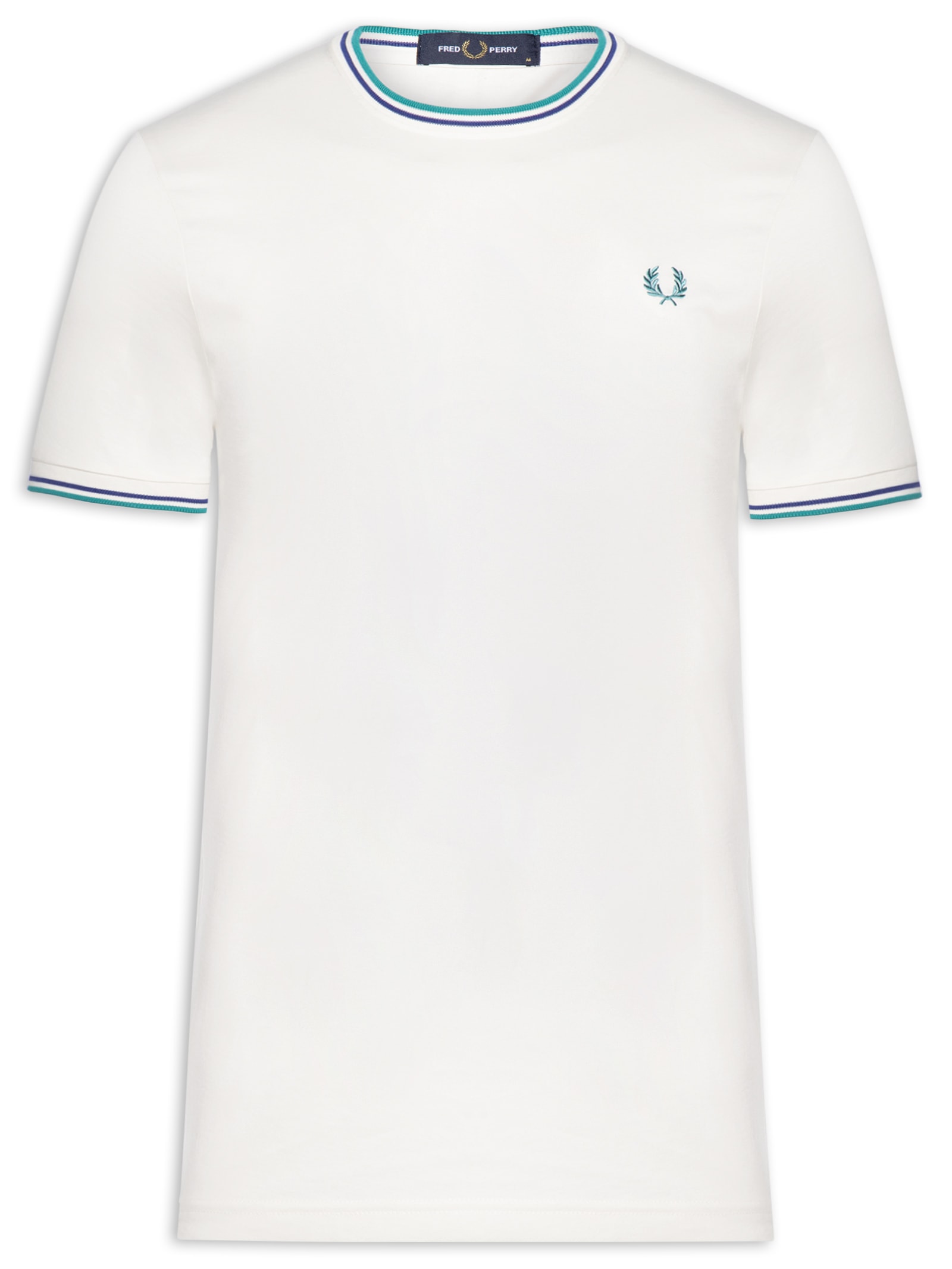 Camiseta Masculina Twin Tipped Regular Fit Em Algodão Branco Fred Perry