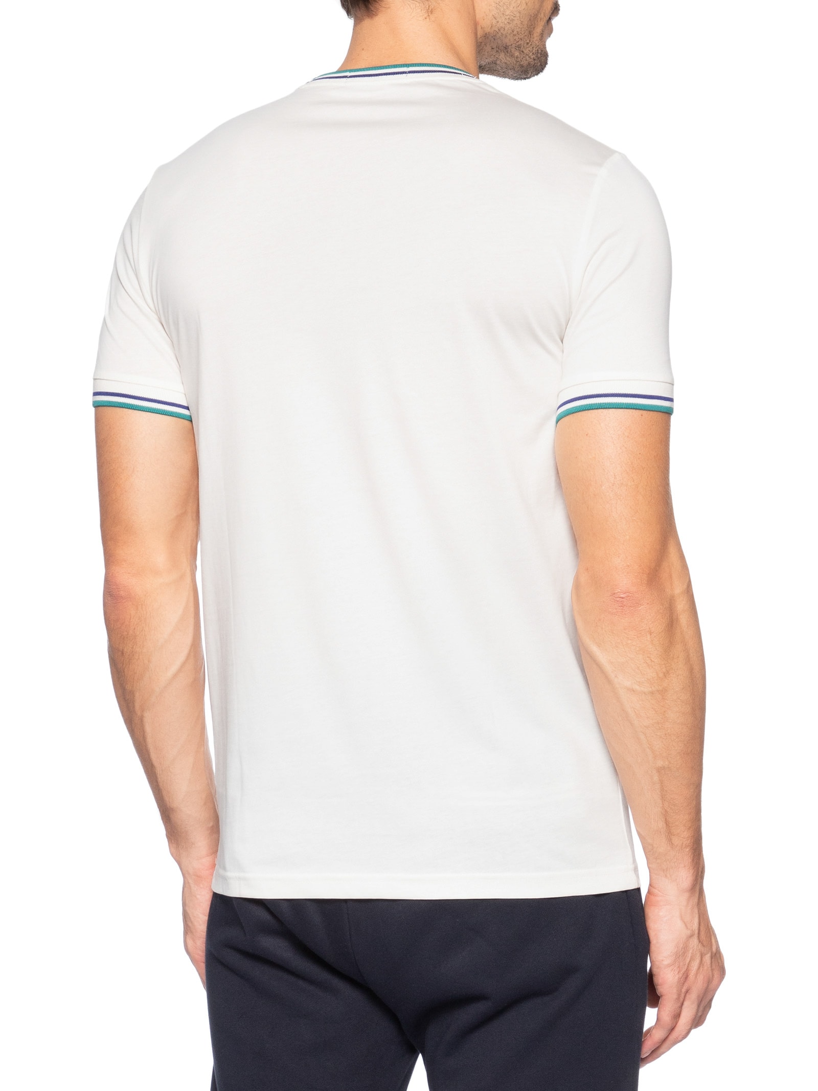 Camiseta Masculina Twin Tipped Regular Fit Em Algodão Branco Fred Perry