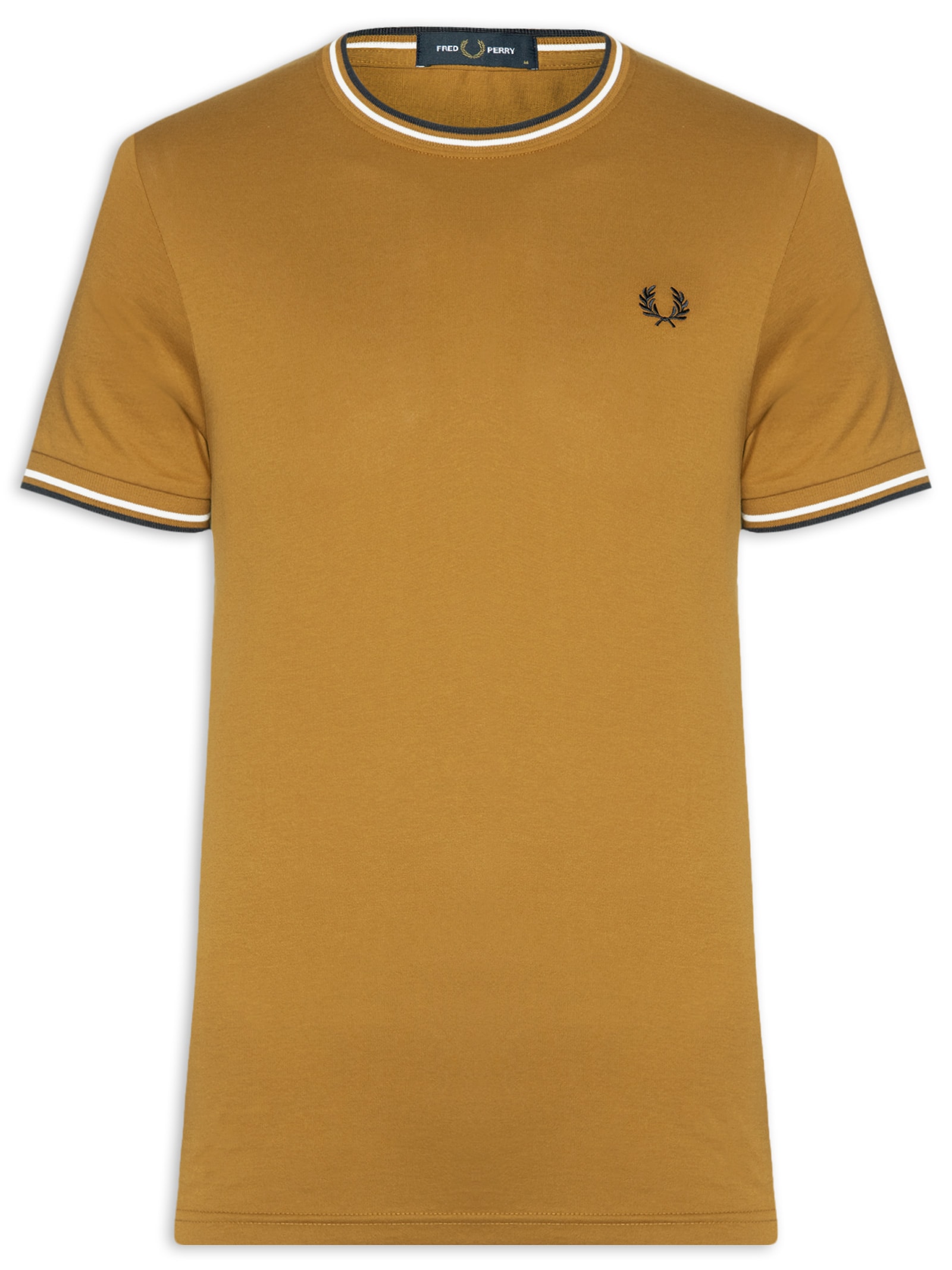 Camiseta Masculina Twin Tipped Regular Fit Em Algodão Marrom Fred Perry