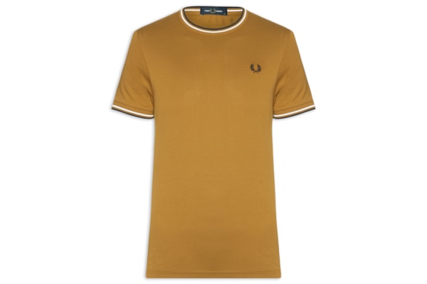Camiseta Masculina Twin Tipped Regular Fit Em Algodão - Marrom