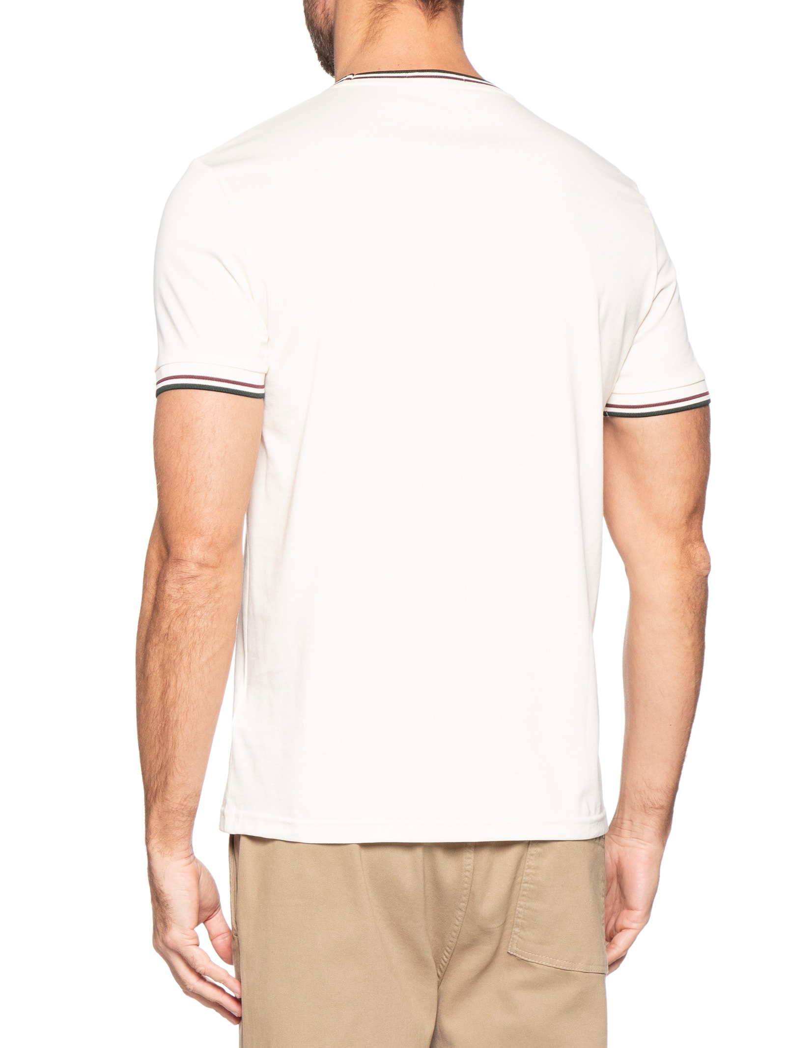 Camiseta Masculina Twin Tipped Regular Fit Em Algodão Off White Fred Perry