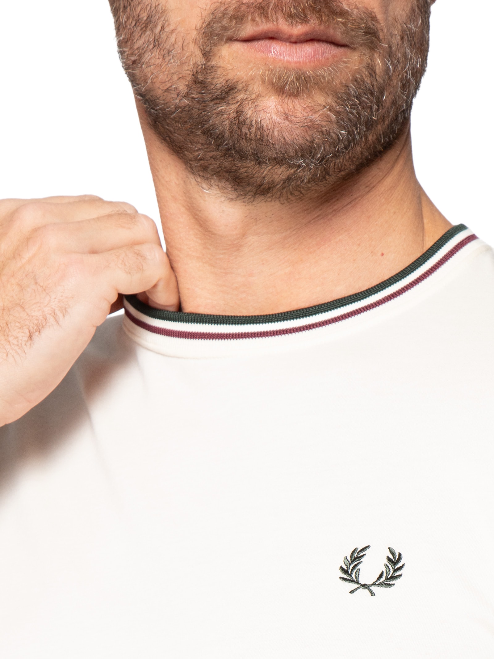 Camiseta Masculina Twin Tipped Regular Fit Em Algodão Off White Fred Perry