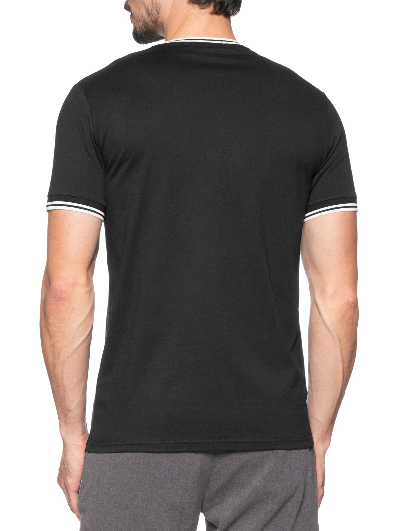 Camiseta Masculina Twin Tipped Regular fit em Algodão Preto Fred Perry